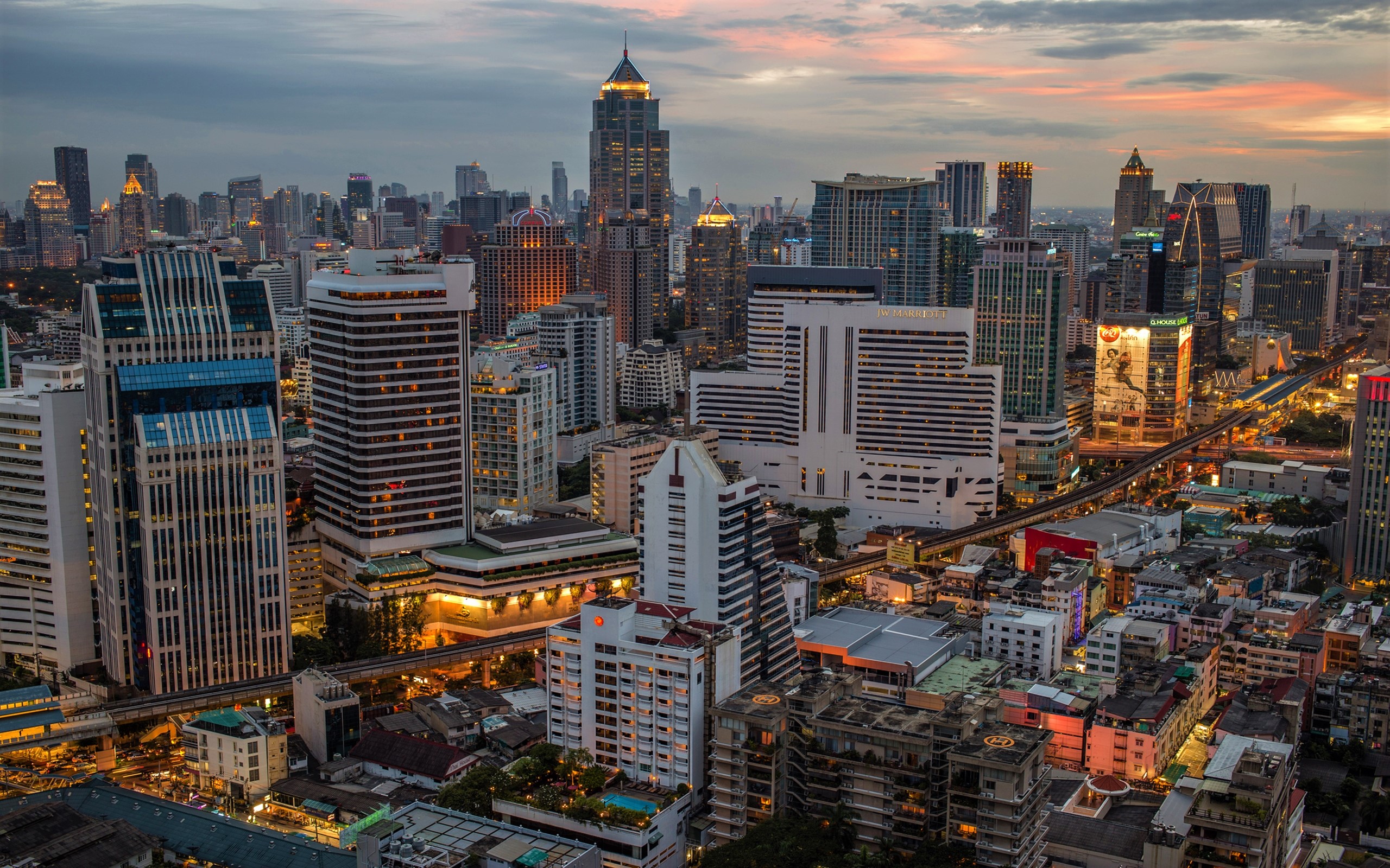 Bangkok Building City Light Skyscraper 2560x1600
