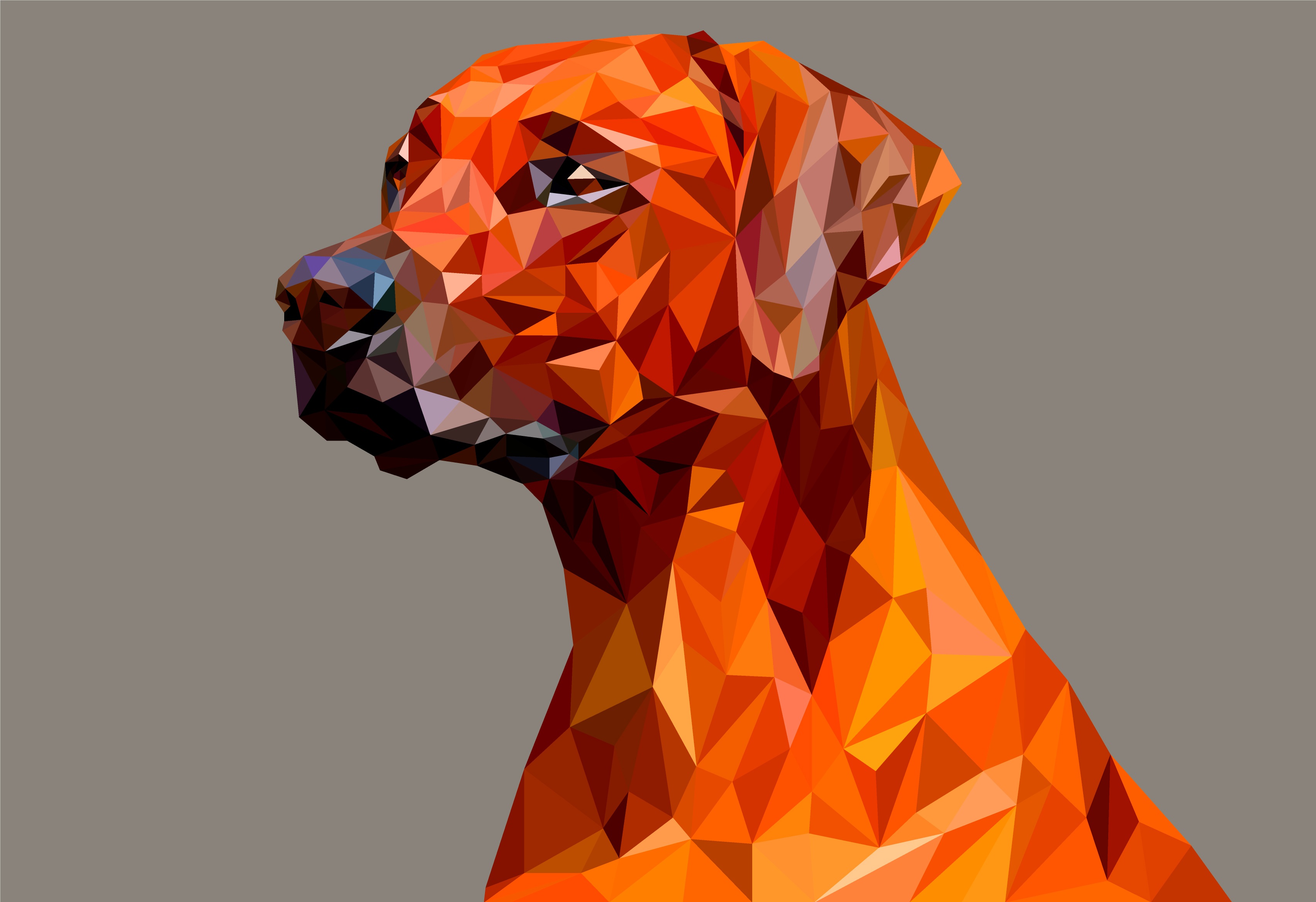 Artistic Digital Art Dog Facets Low Poly Polygon 3408x2336