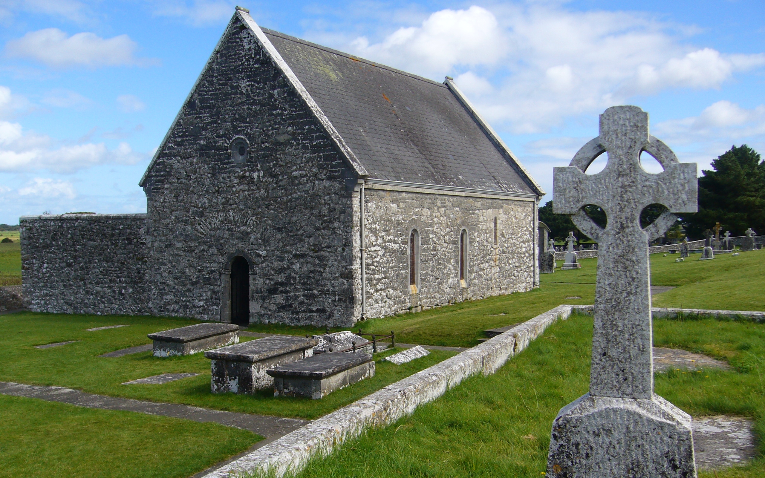 Architecture Cemetery Clonmacnoise Cross Ireland Monastery 2560x1600