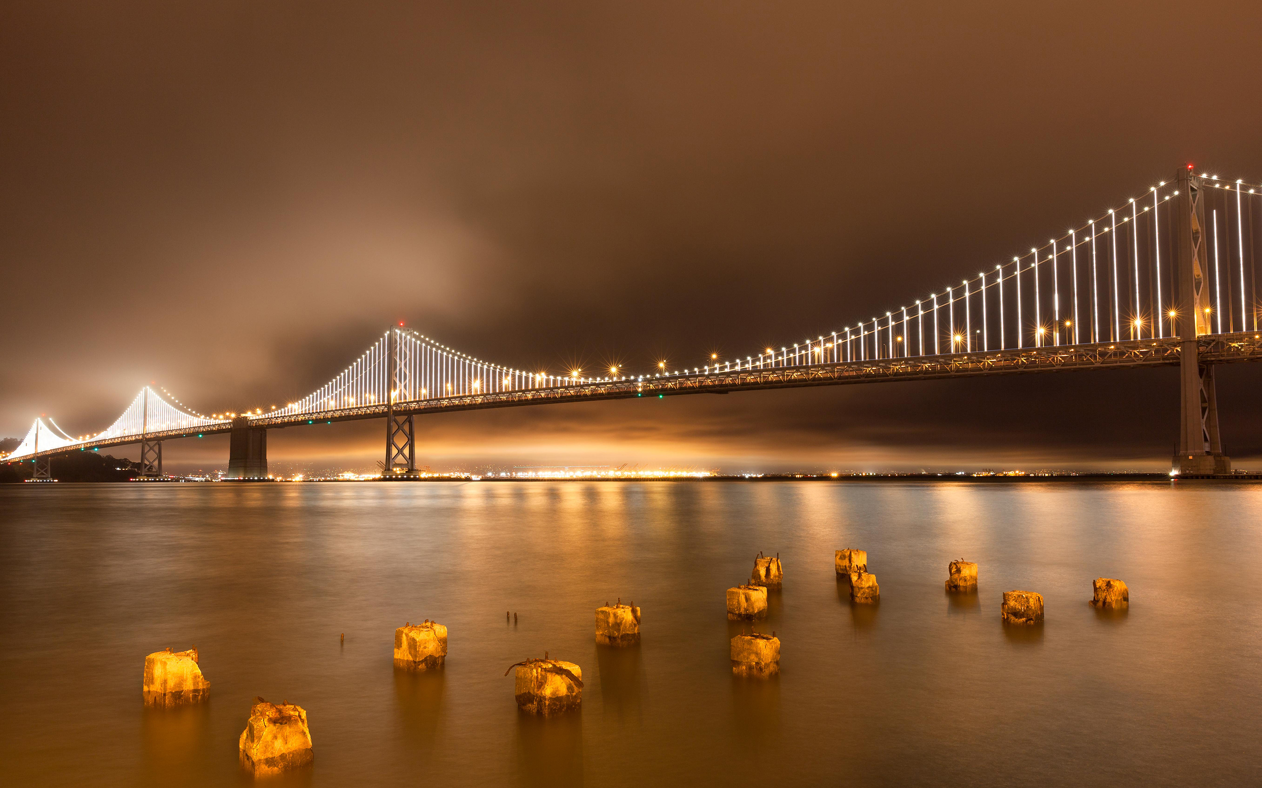 Bridge Light Night Ocean San Francisco Sea Wallpaper