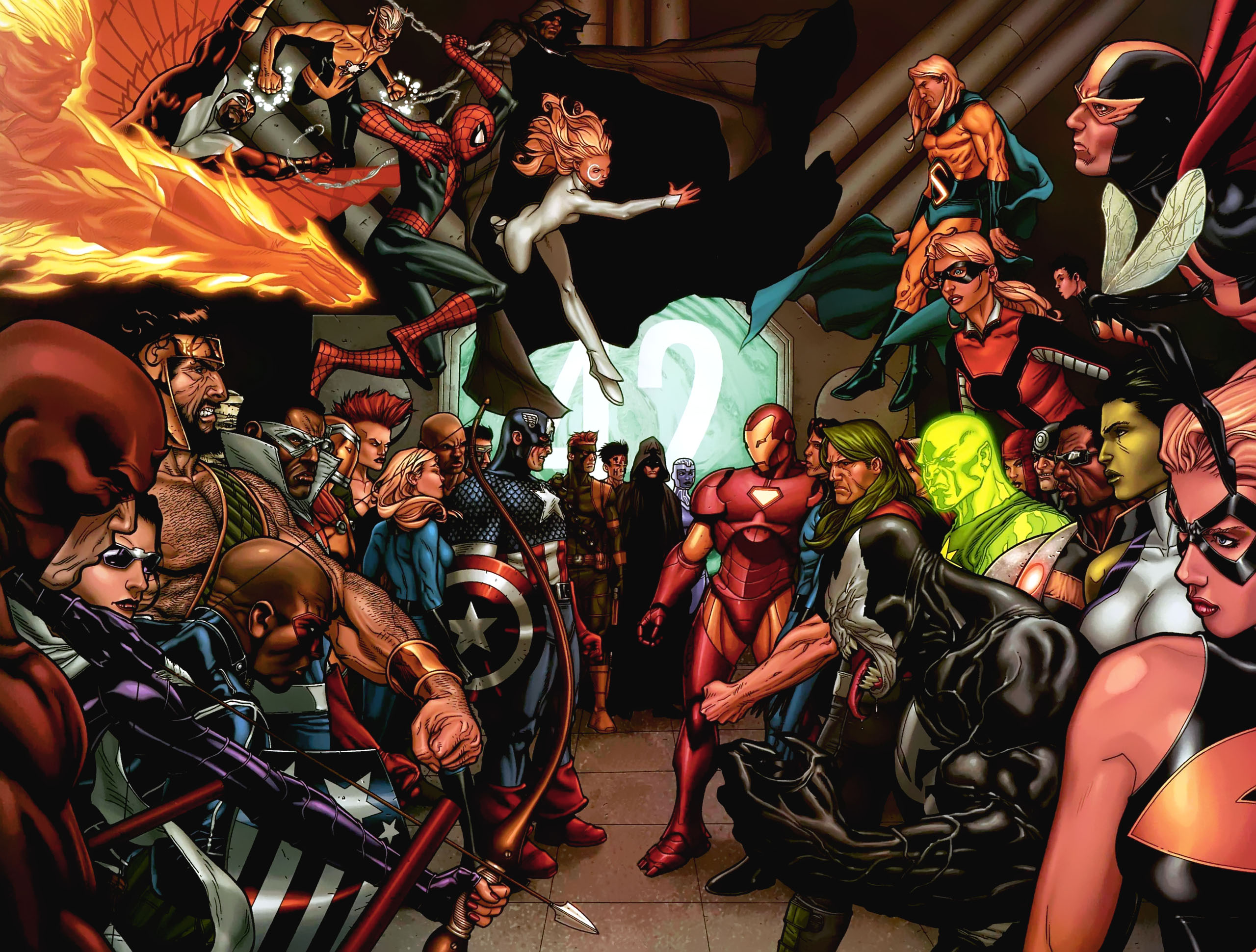 Captain America Daredevil Human Torch Marvel Comics Invisible Woman Iron Man Ms Marvel Sentry Comics 2560x1940