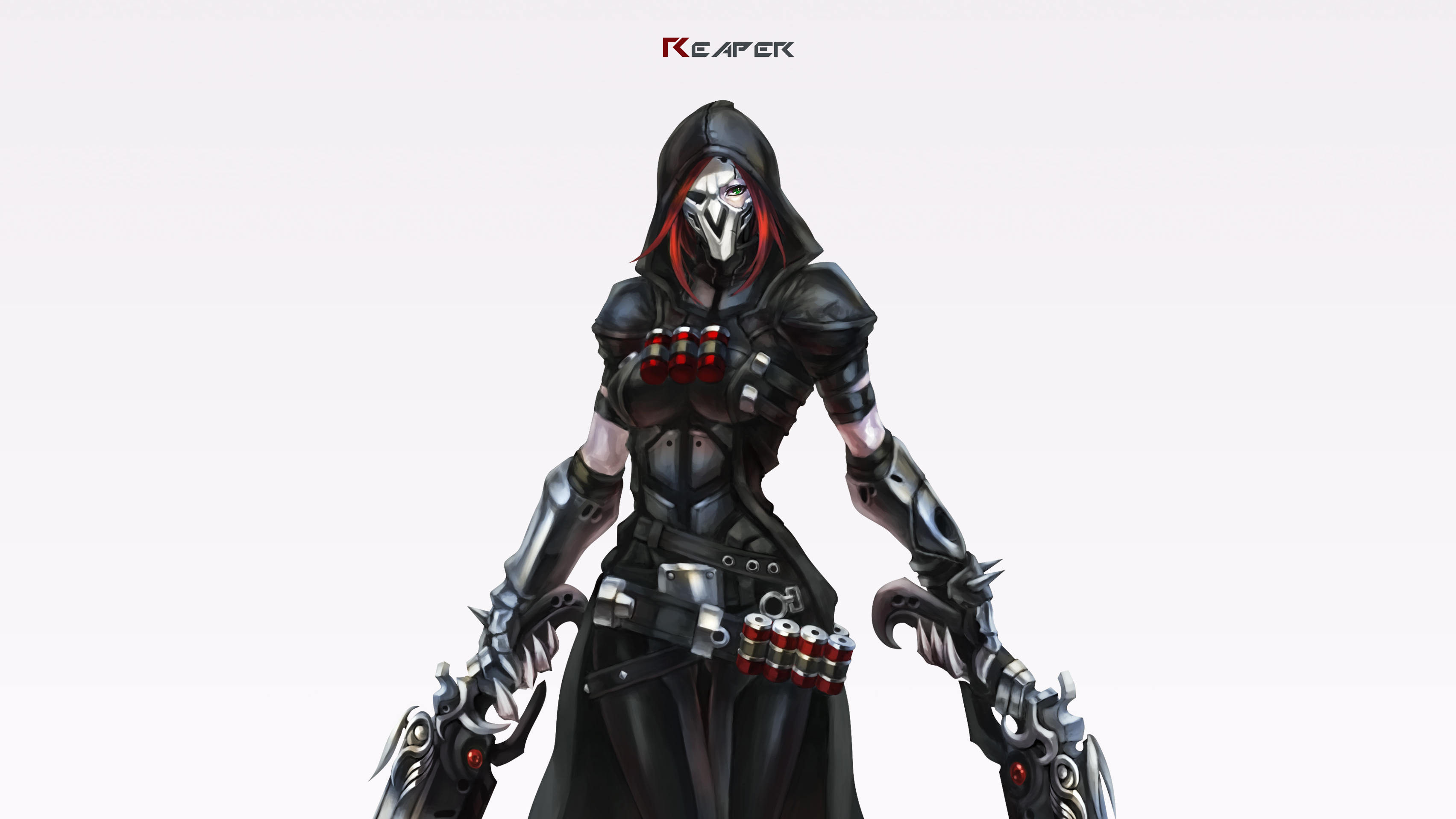 Gun Mask Reaper Overwatch Red Hair 3408x1917