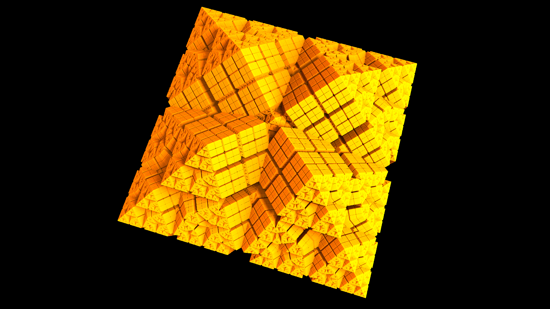 Abstract Artistic Crystal Cube Digital Art Fractal Gold Mandelbulber 3d Orange Color 1920x1080