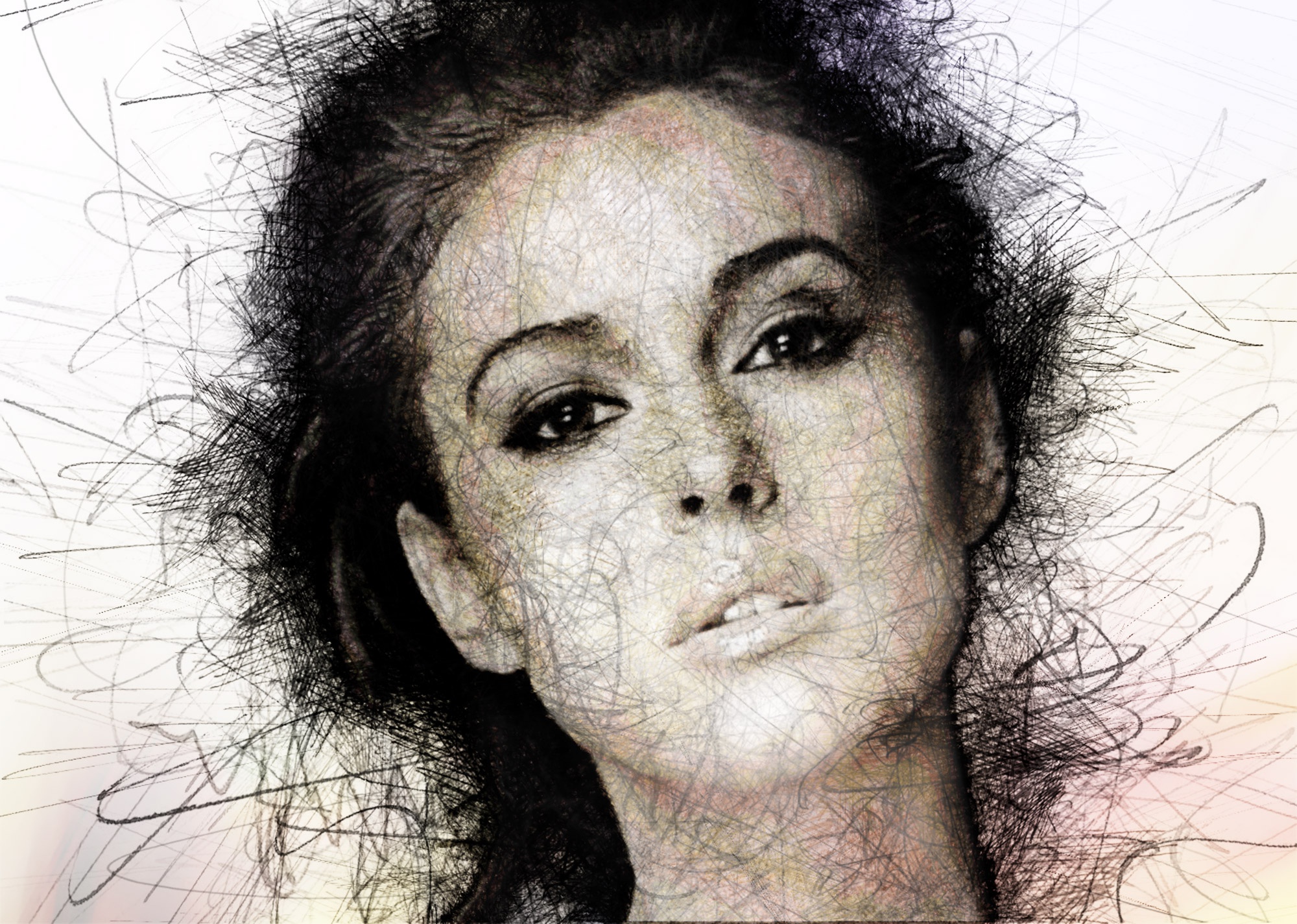 Actress Drawing Face Italian Monica Bellucci 2000x1425