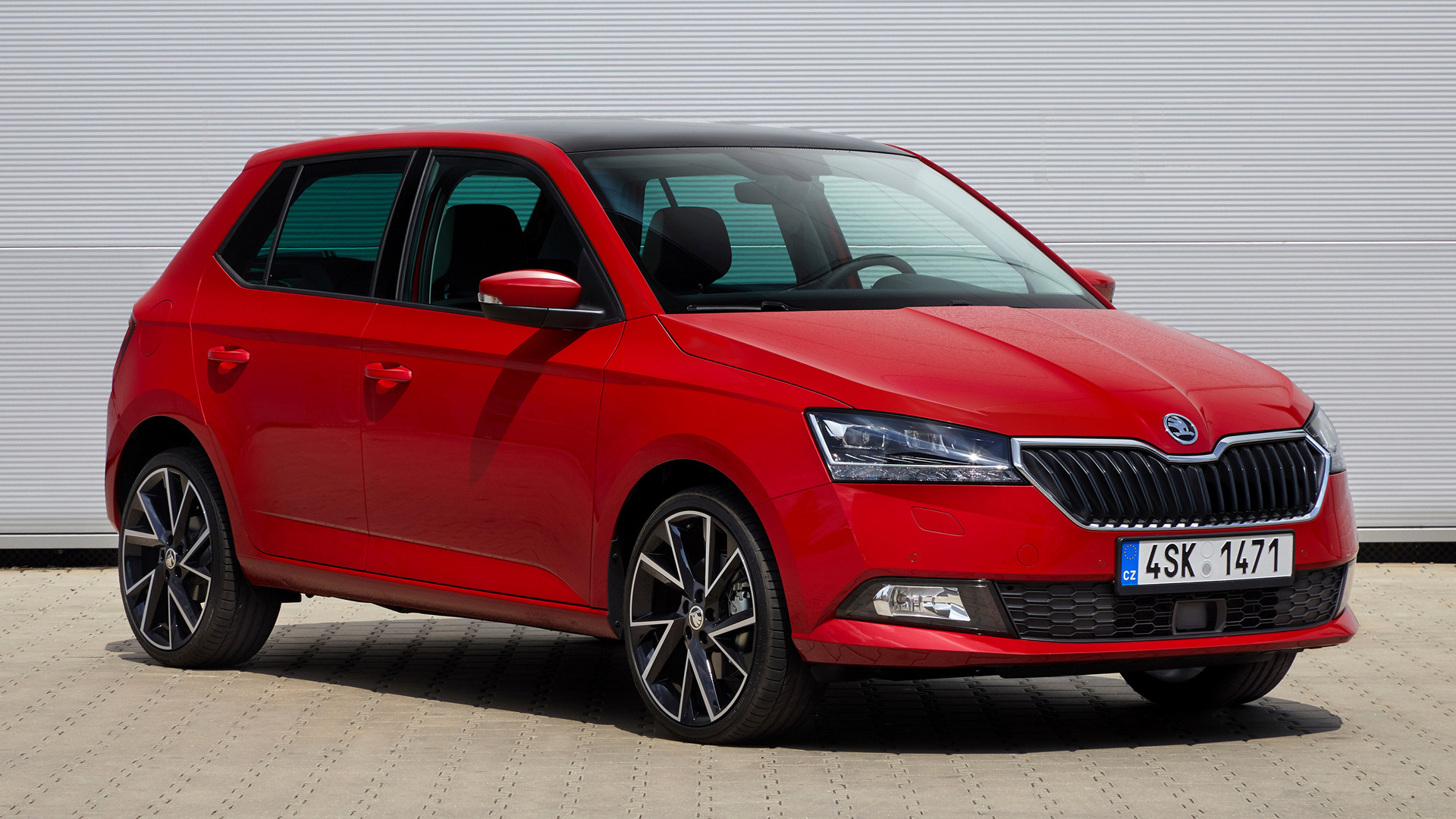 Car Hatchback Red Car Skoda Fabia 1920x1080