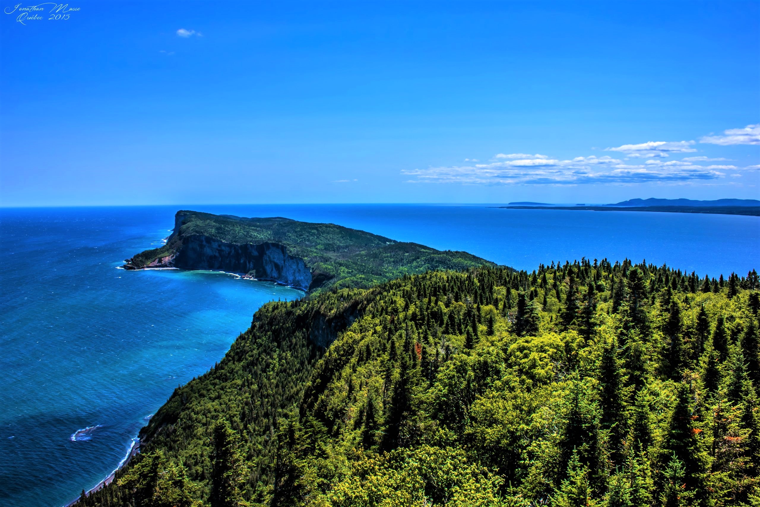Canada Cliff Earth Forest Forillon National Park Green Horizon Ocean Quebec Sea 2560x1707