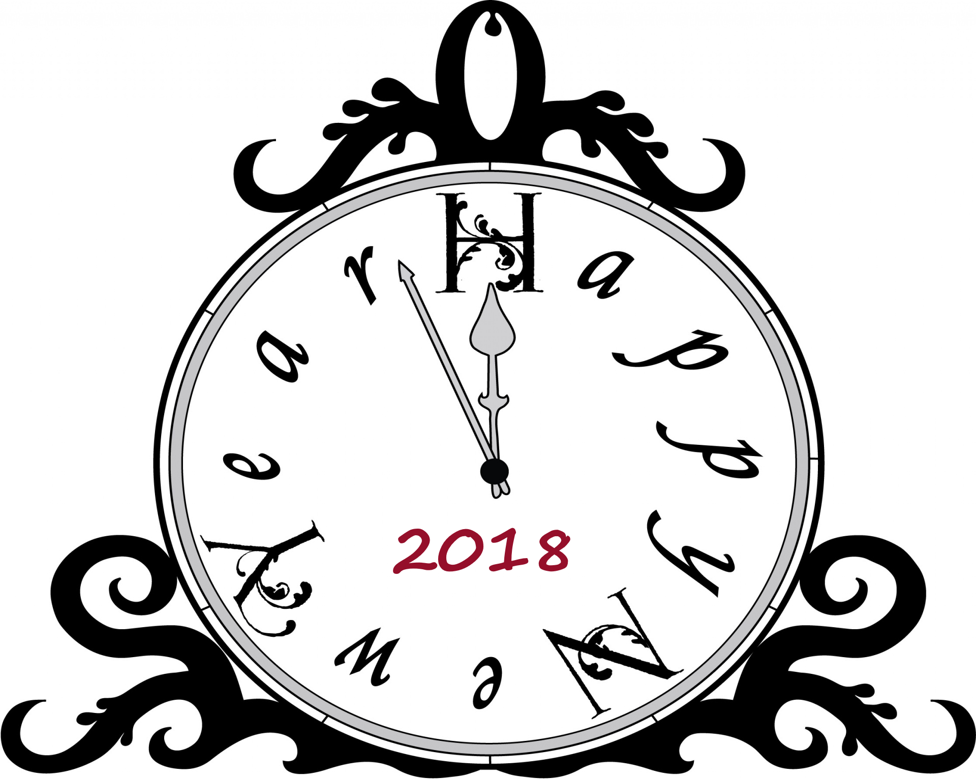 Black Amp White Clock New Year 2018 1920x1536