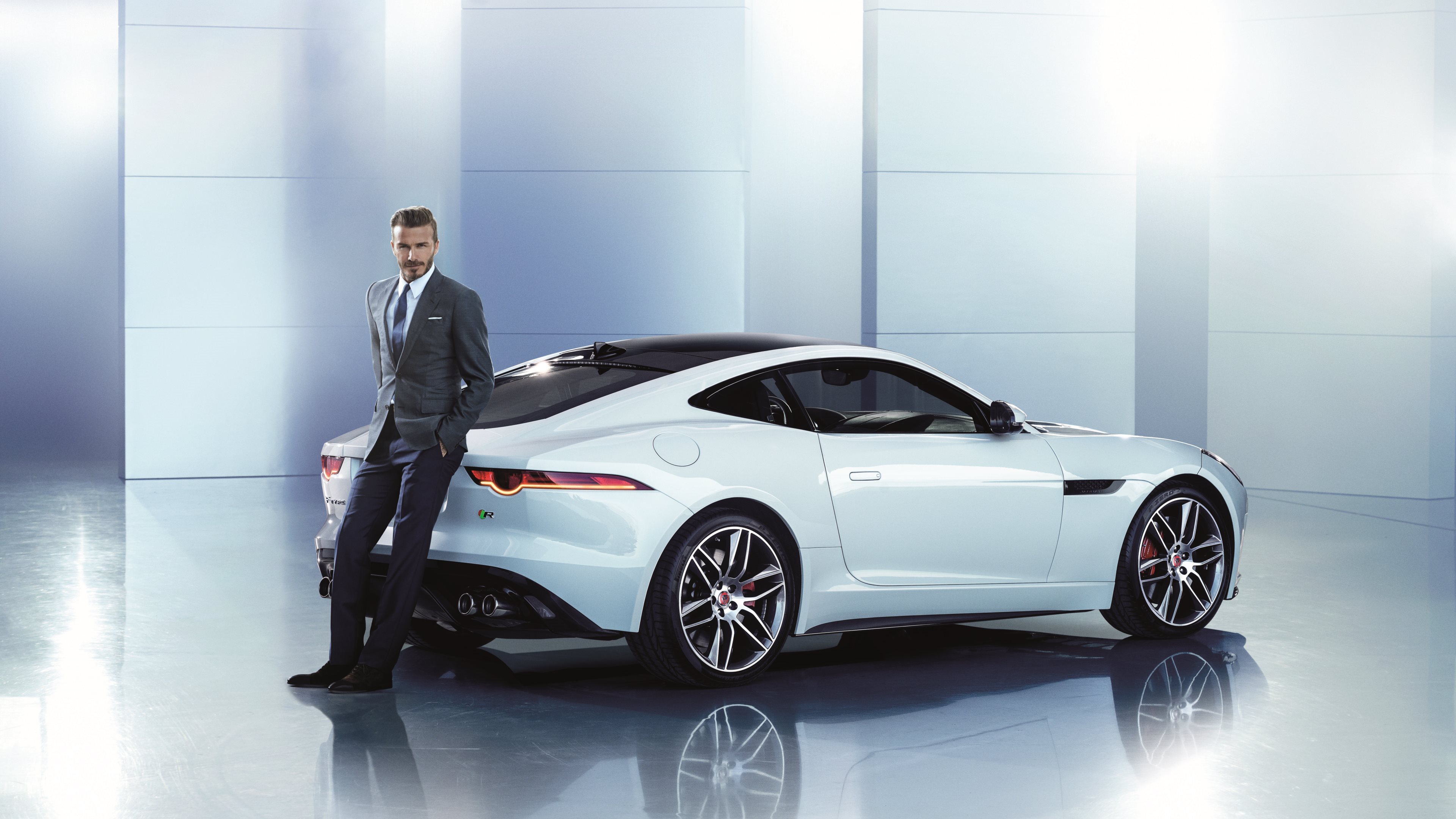 Car David Beckham Jaguar Cars Jaguar F Type Sport Car White Car 3840x2160