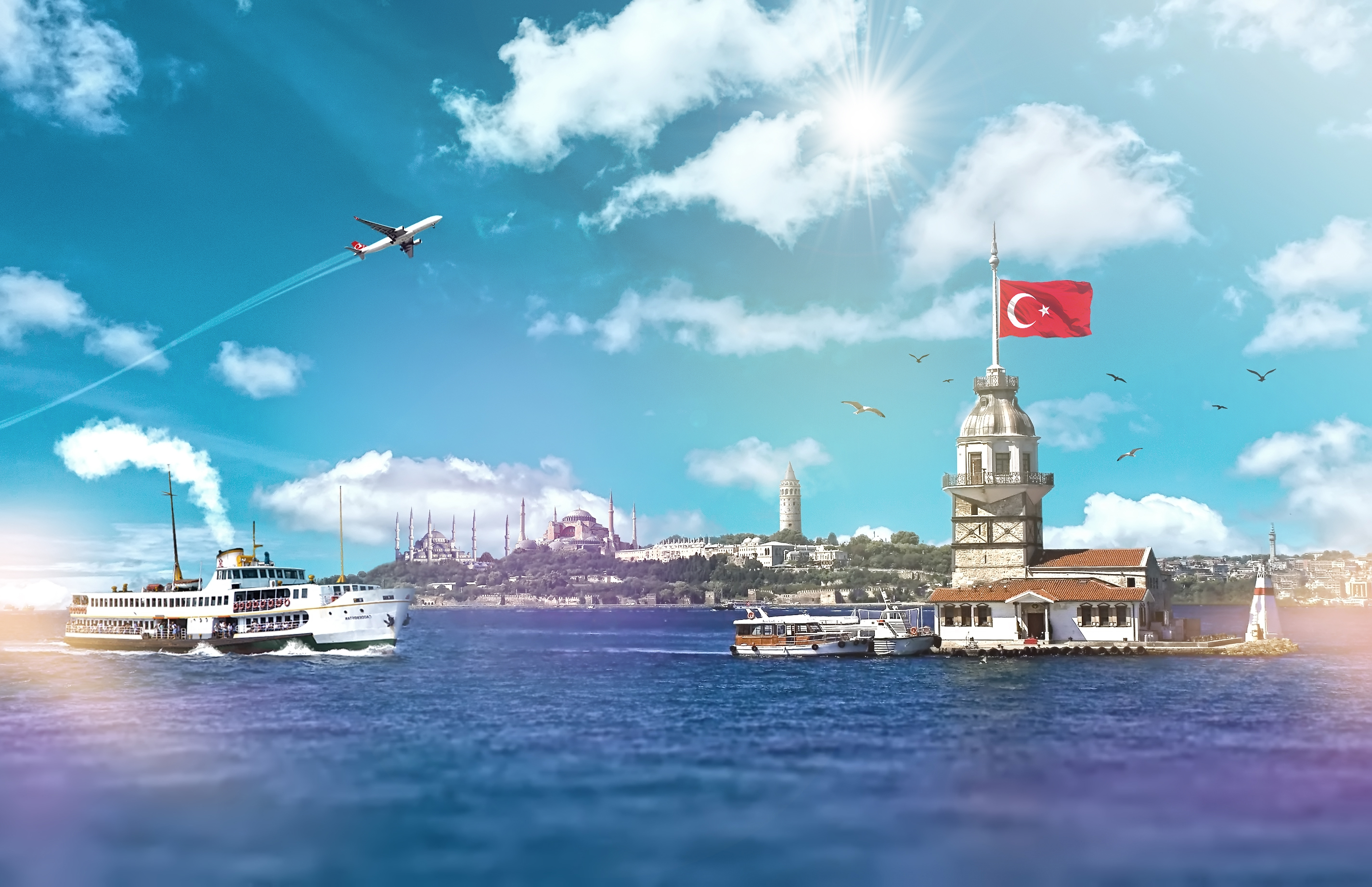 Blue Mosque Hagia Sophia Istanbul Tower Turkey 2850x1843