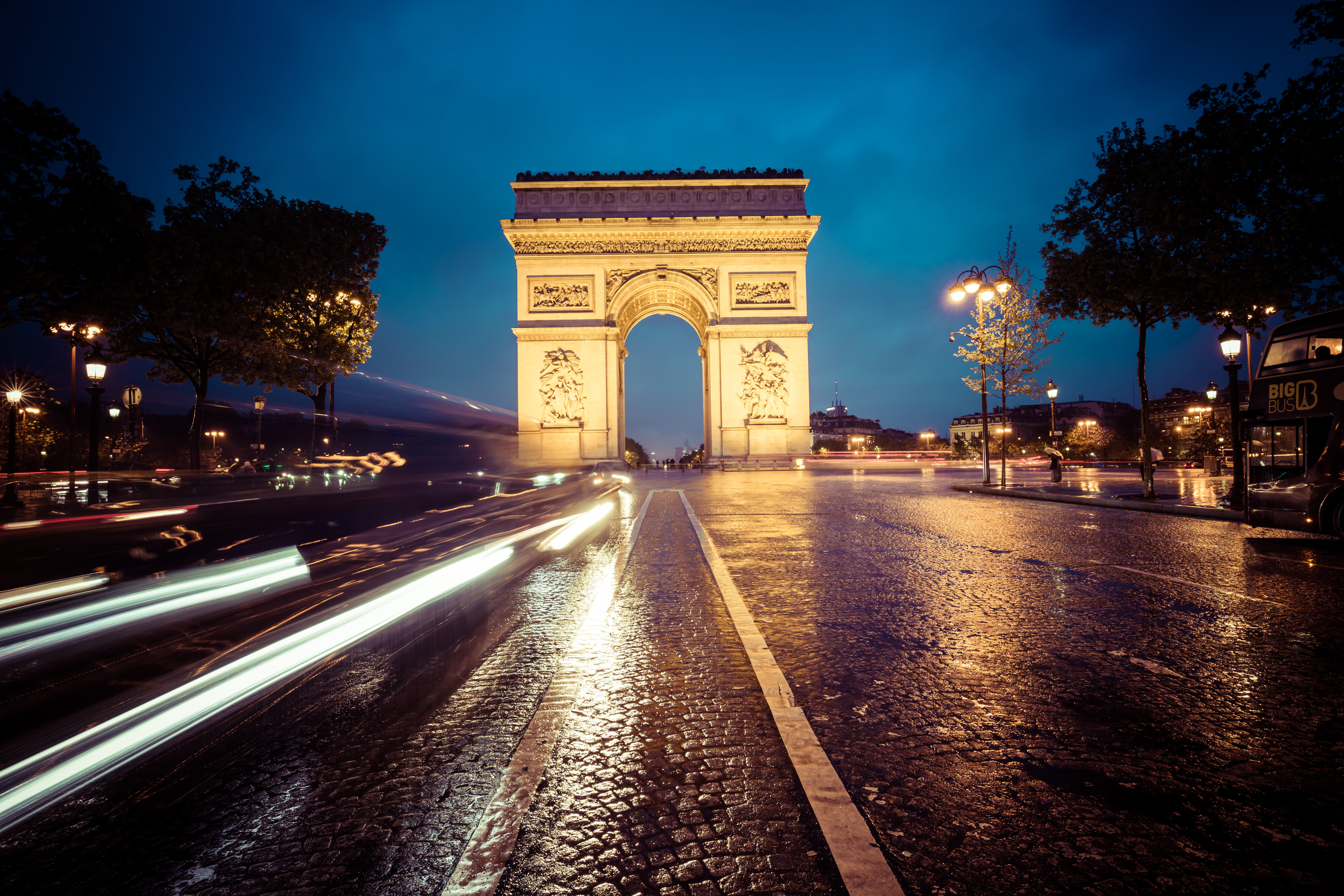 Arc De Triomphe Monument Night Paris Time Lapse 5760x3840