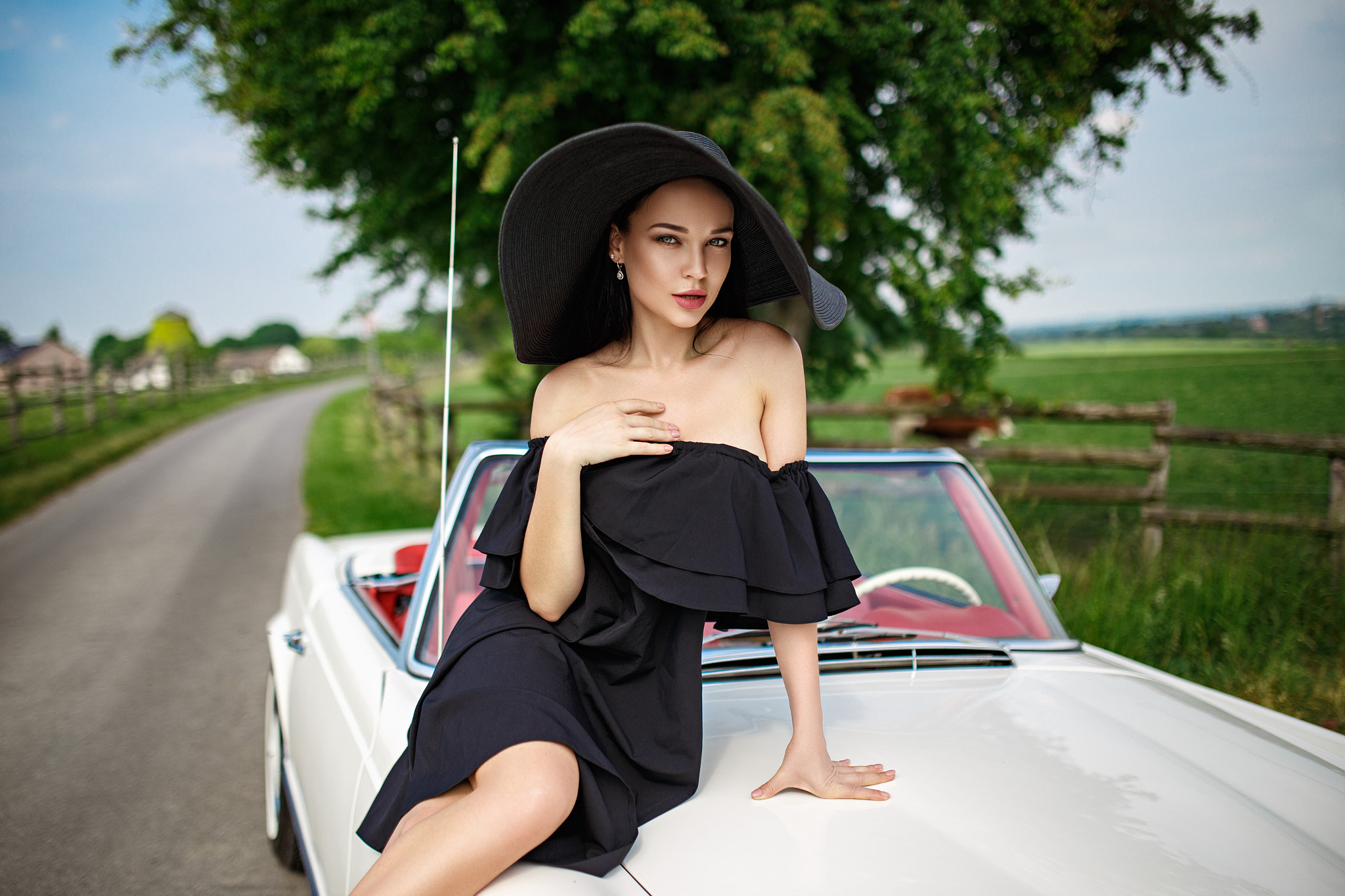 Angelina Petrova Black Dress Hat Model Woman 2048x1365