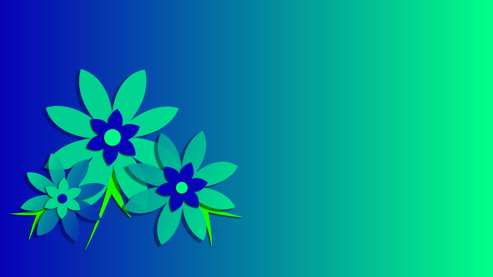Abstract Artistic Blue Digital Art Flower Gradient Green 1920x1080
