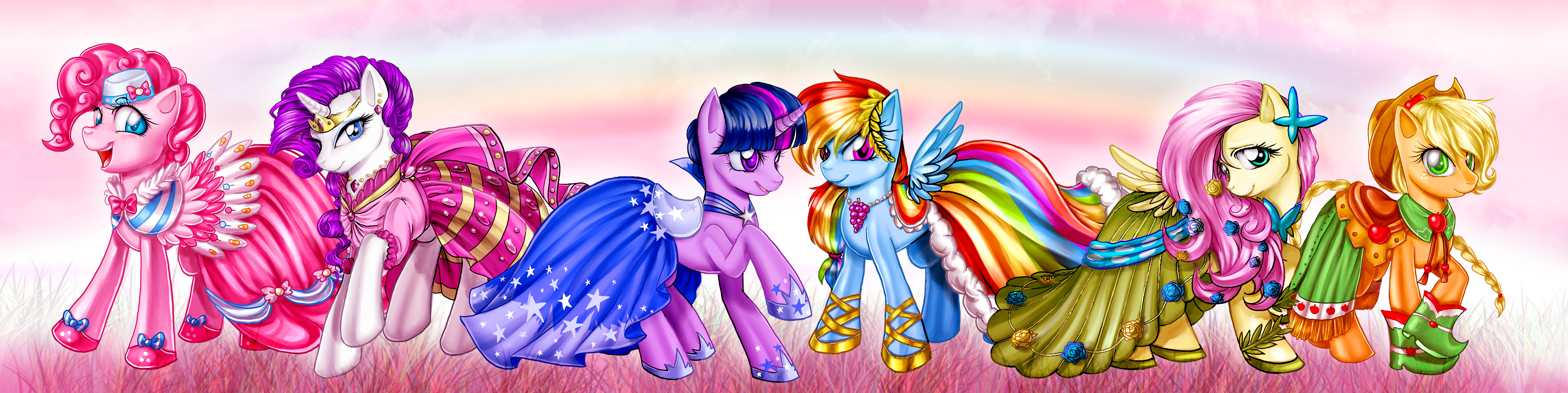 Applejack My Little Pony Fluttershy My Little Pony Pinkie Pie Rainbow Dash Rarity My Little Pony Twi 3504x878
