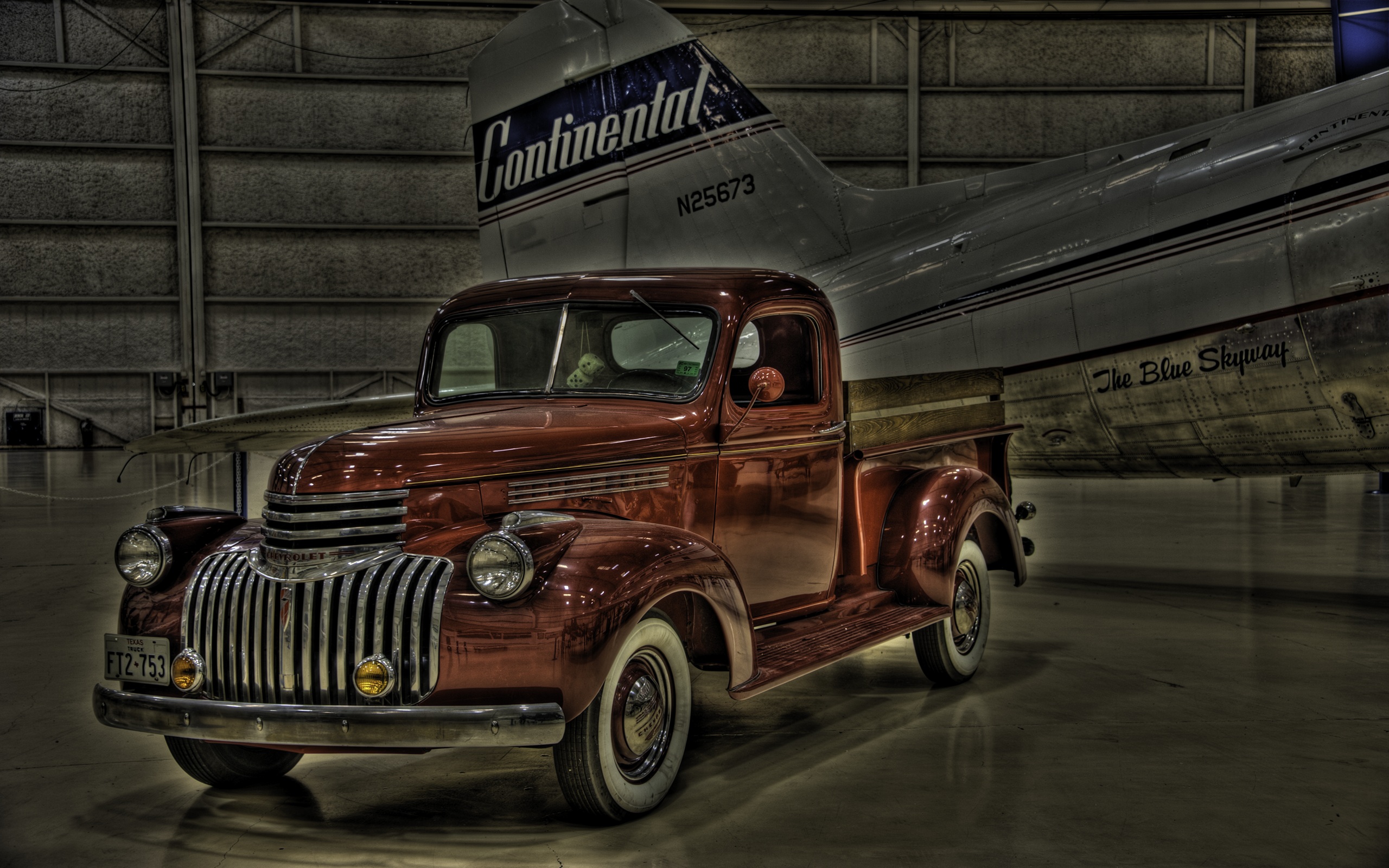 1941 Chevrolet Pickup Truck Aircraft Hdr Hangar Truck 2560x1600