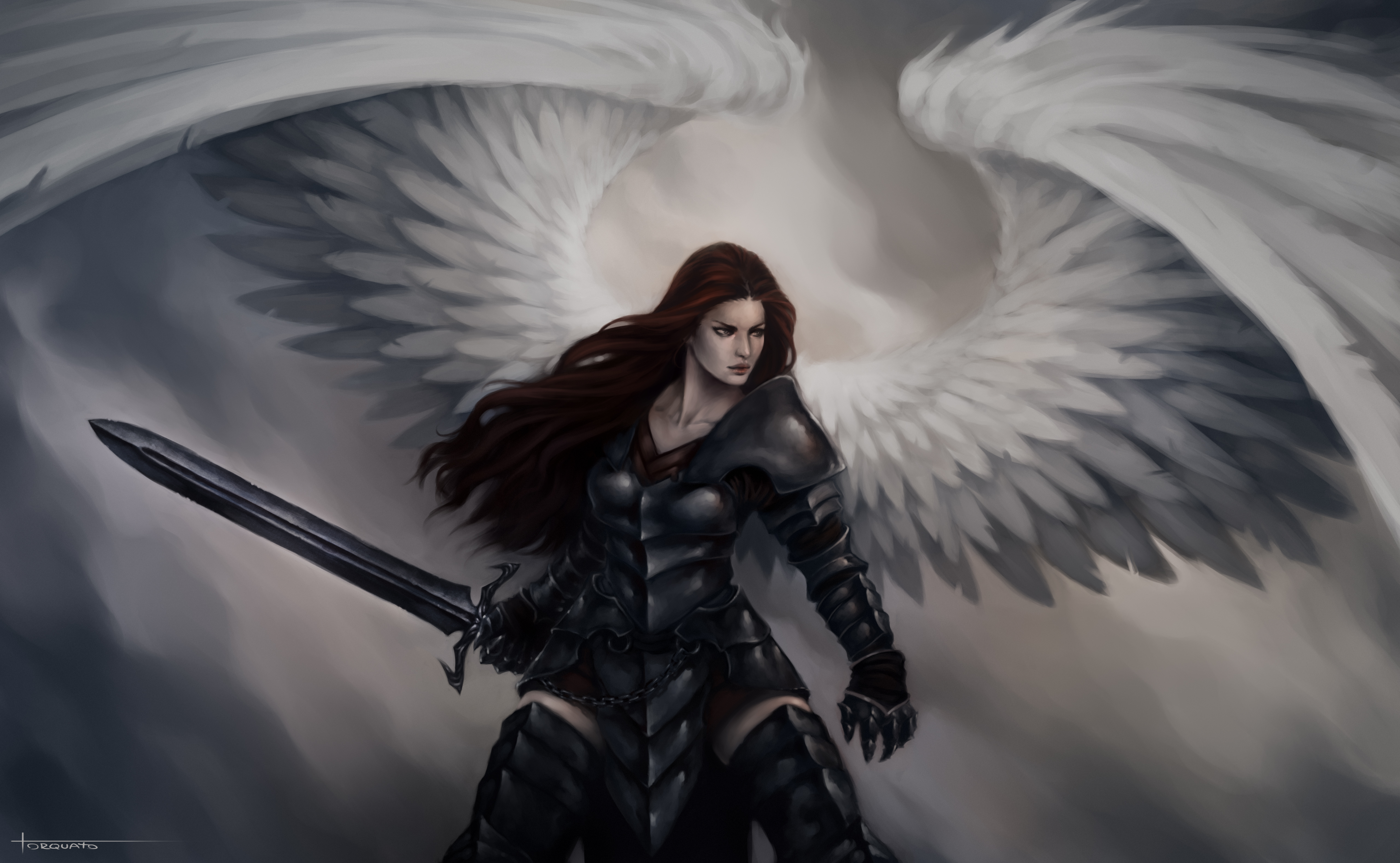 Angel Angel Warrior Armor Fantasy Girl Sword Wings Woman Warrior 5120x3155