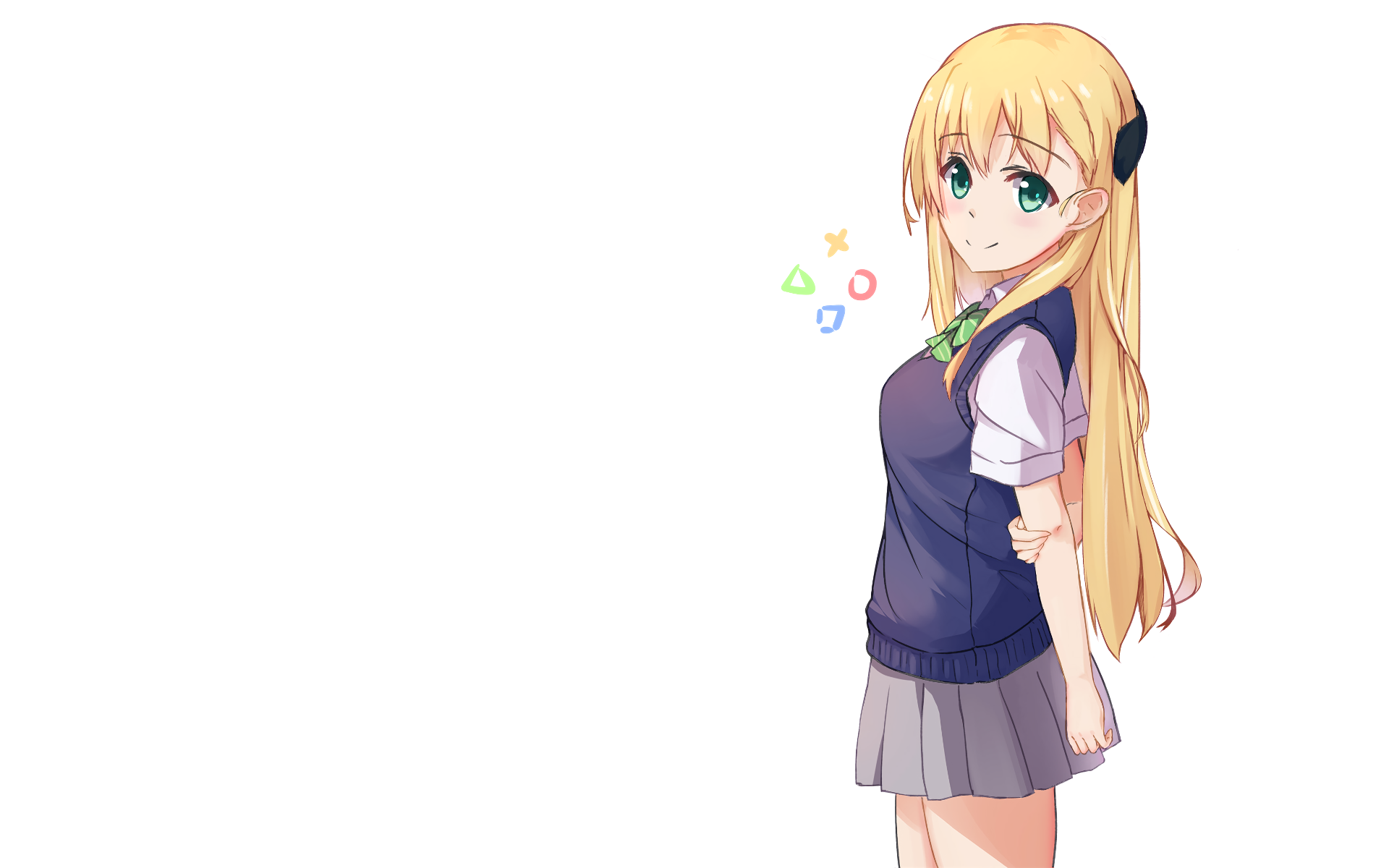 Blonde Girl Green Eyes Karen Tendou Long Hair School Uniform 1920x1200