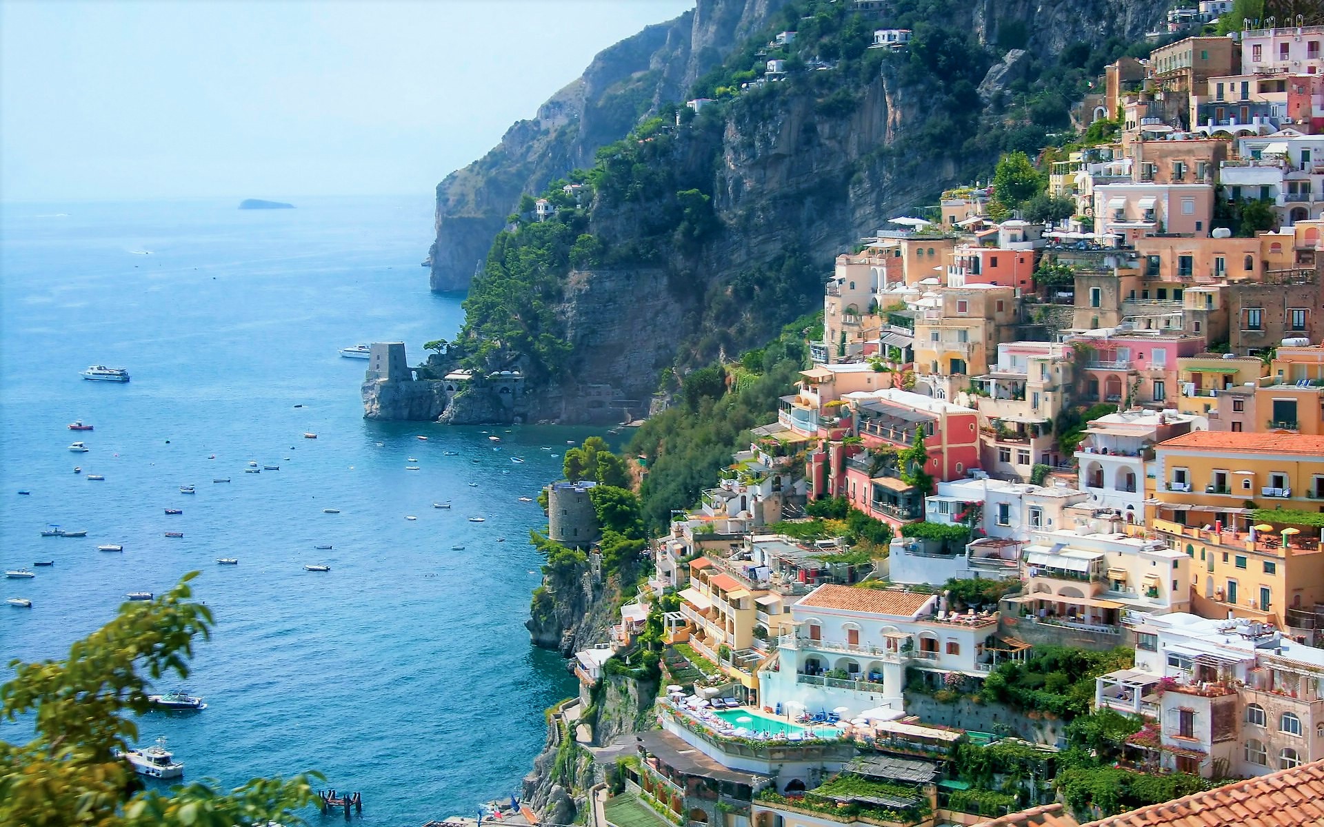 Coast Horizon Italy Ocean Positano Sea Village 1920x1200