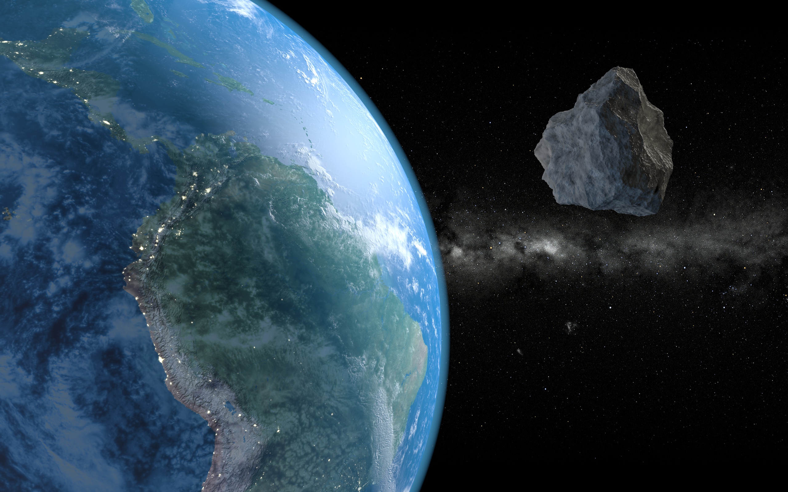 Space Space Art Planet Earth Asteroid 2560x1600