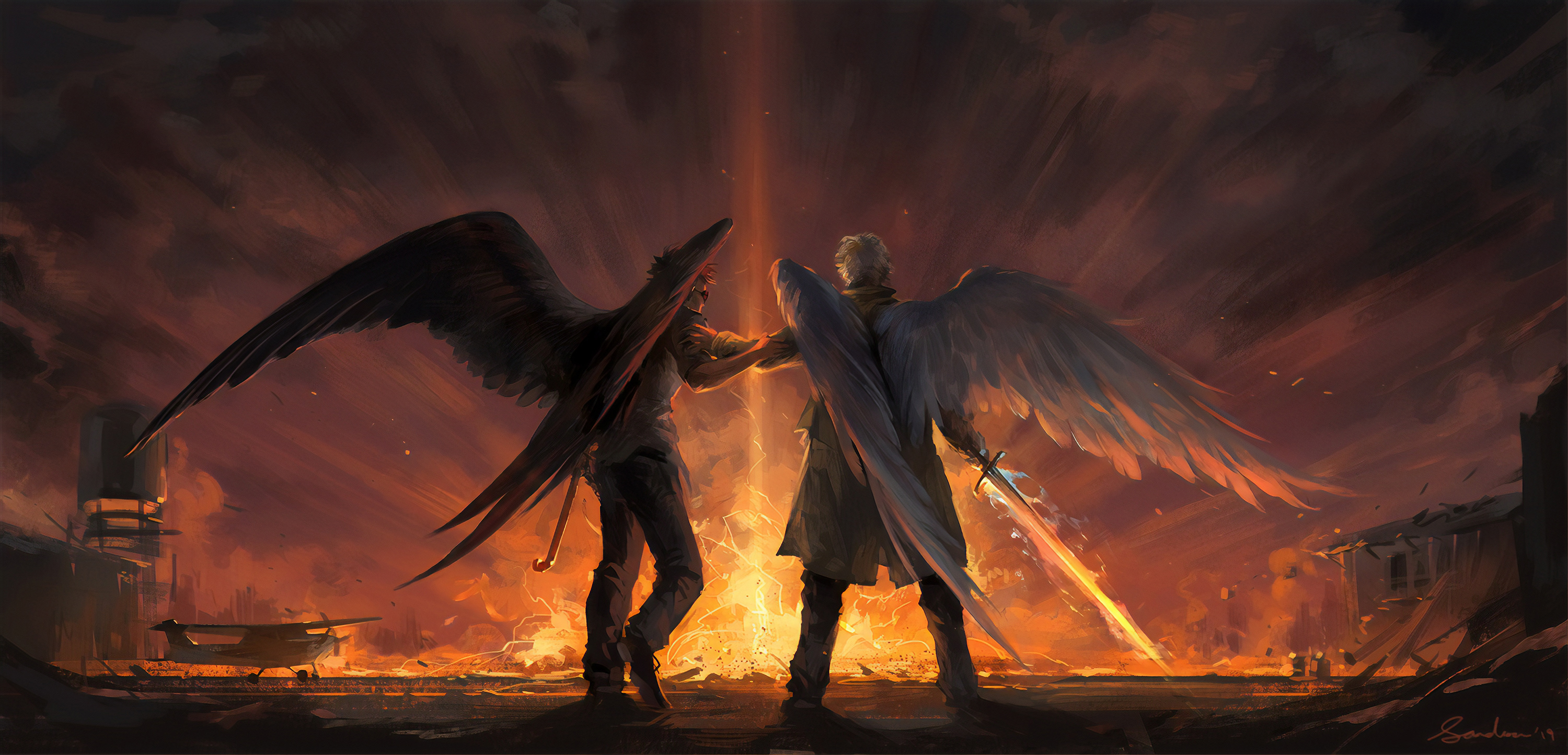 Angel Good Omens Sword Wings 3000x1444