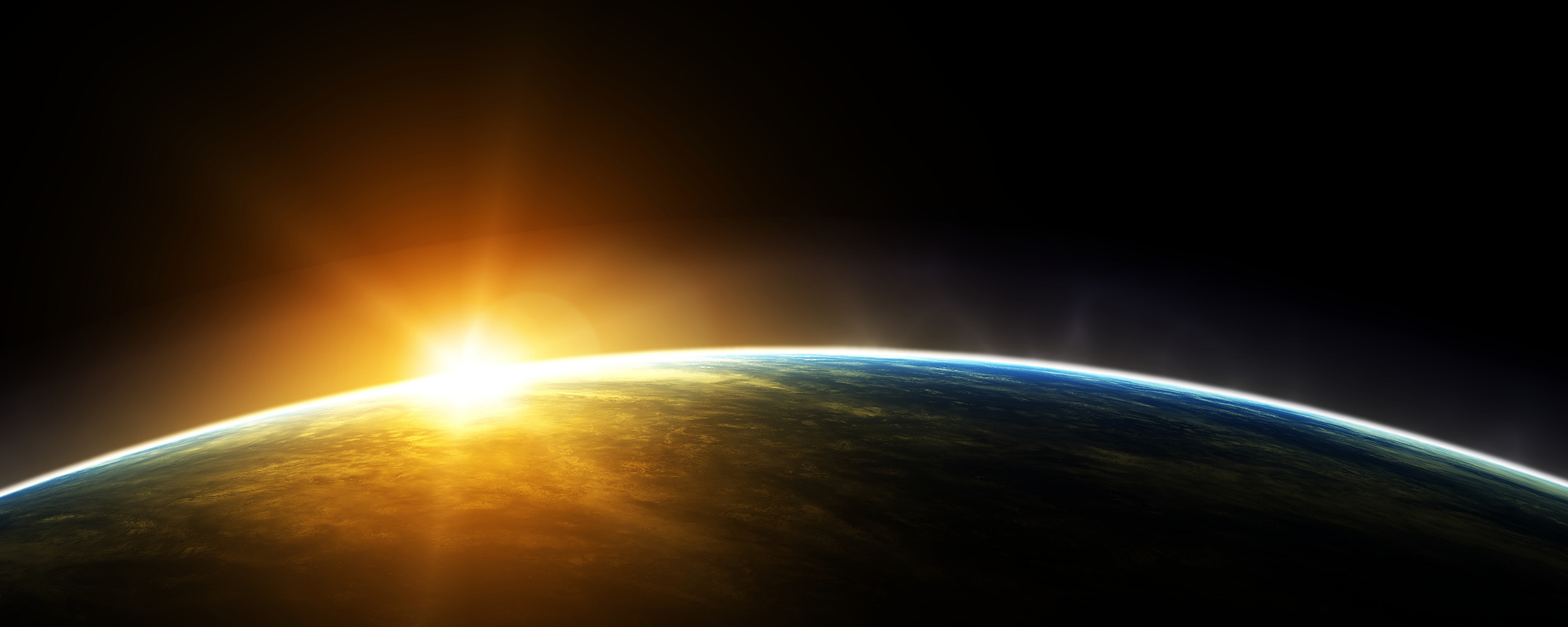 Earth From Space Space Sunrise 2560x1024