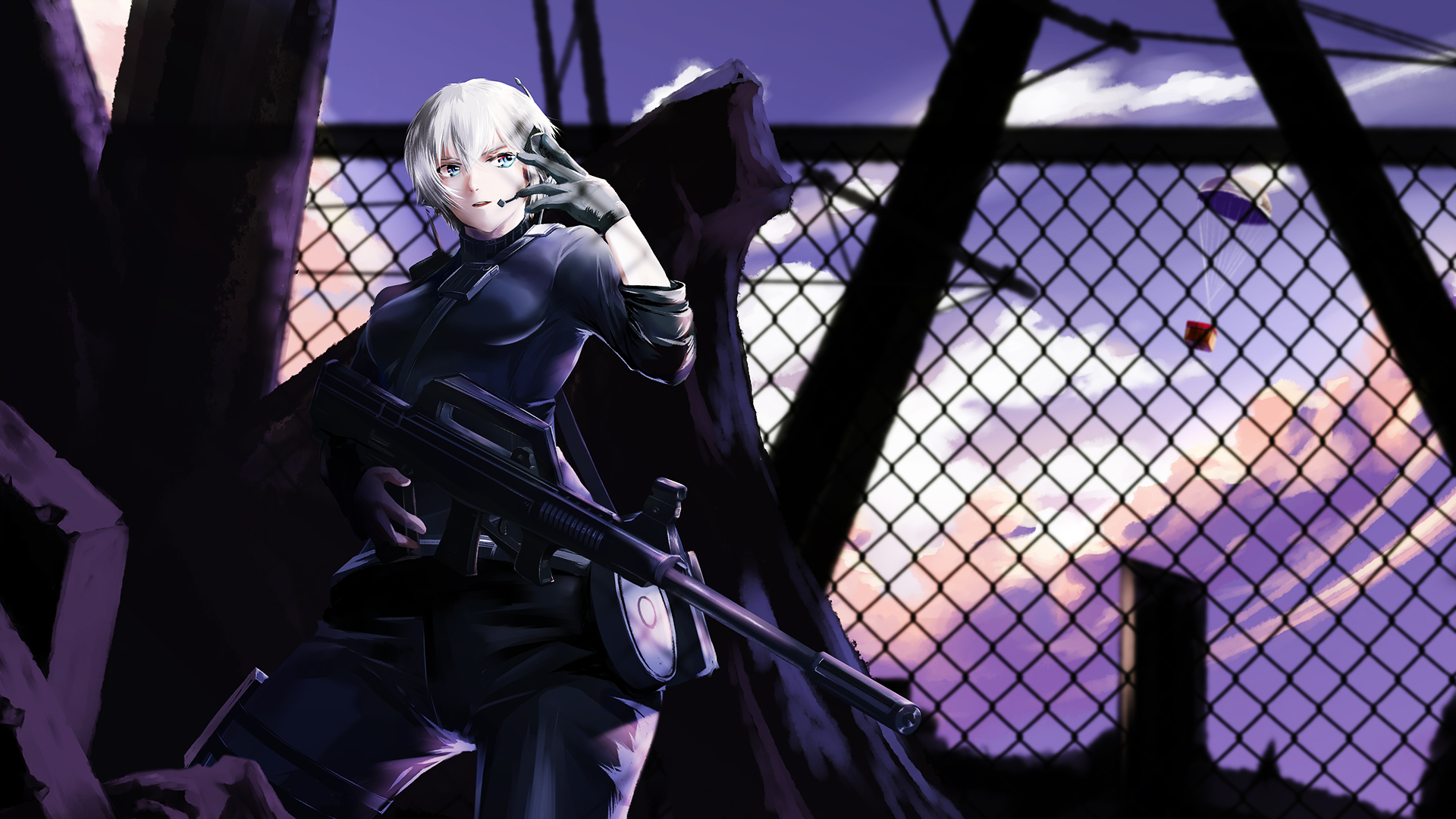 Girl Sniper White Hair 1920x1080