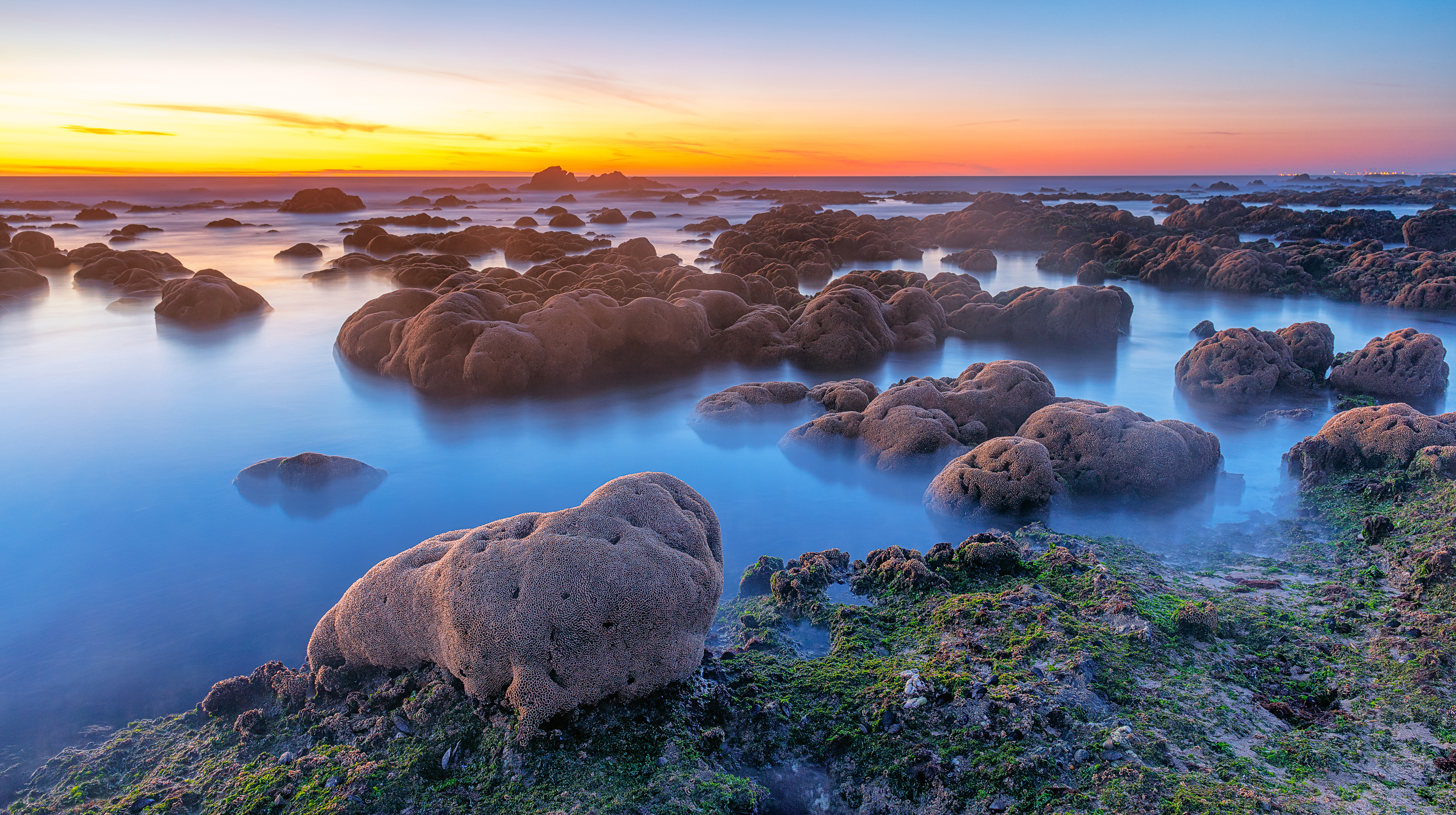 Horizon Nature Ocean Rock Seascape Sky Sunset 5000x2800