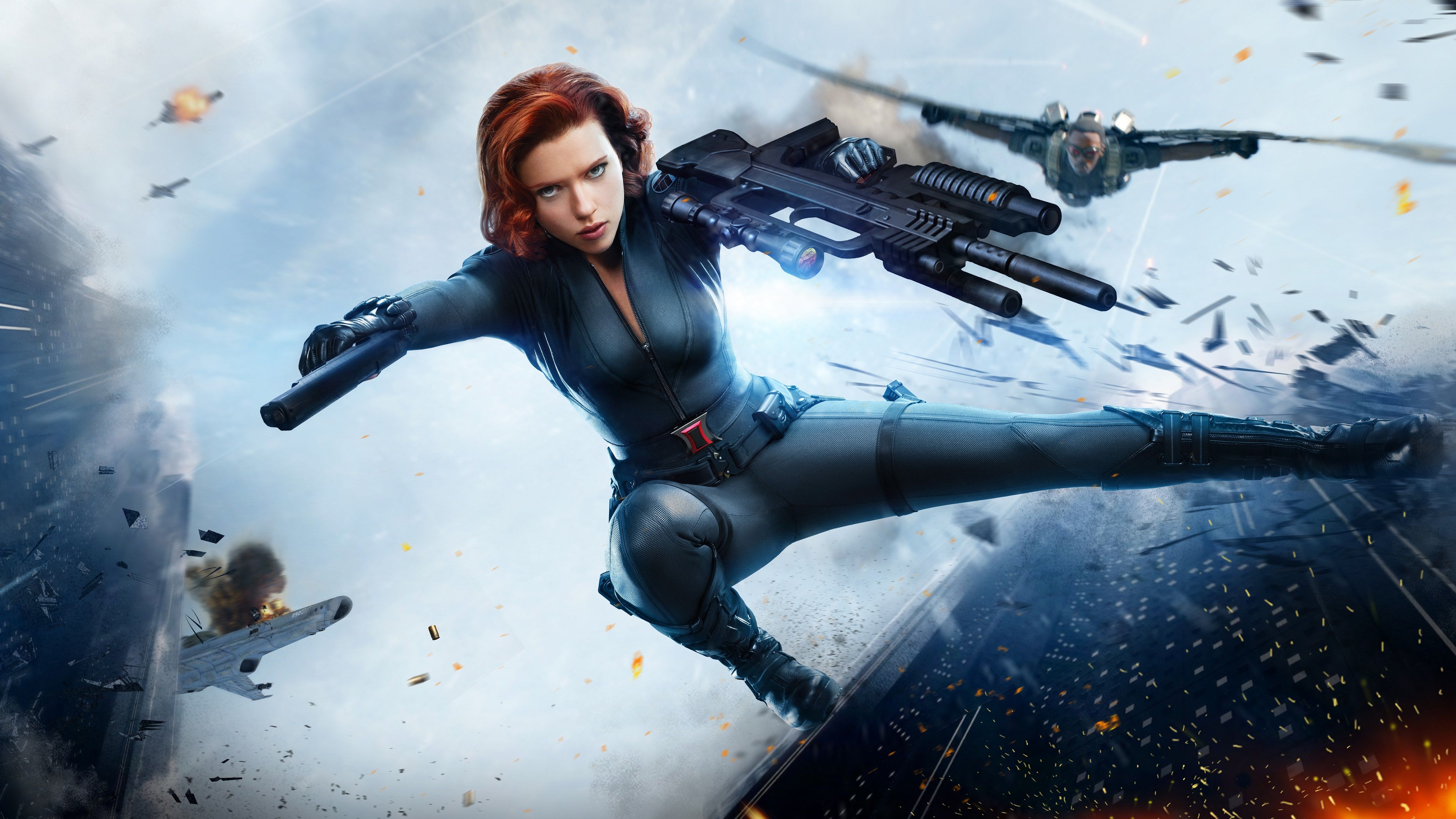 Black Widow Captain America The Winter Soldier Falcon Marvel Comics Scarlett Johansson 4193x2358