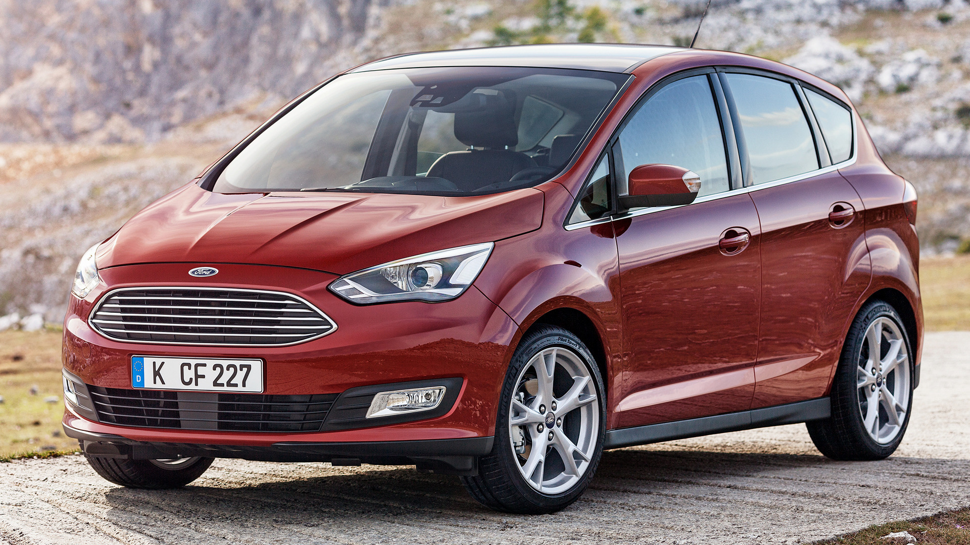 Car Compact Mpv Ford C Max Red Car 1920x1080