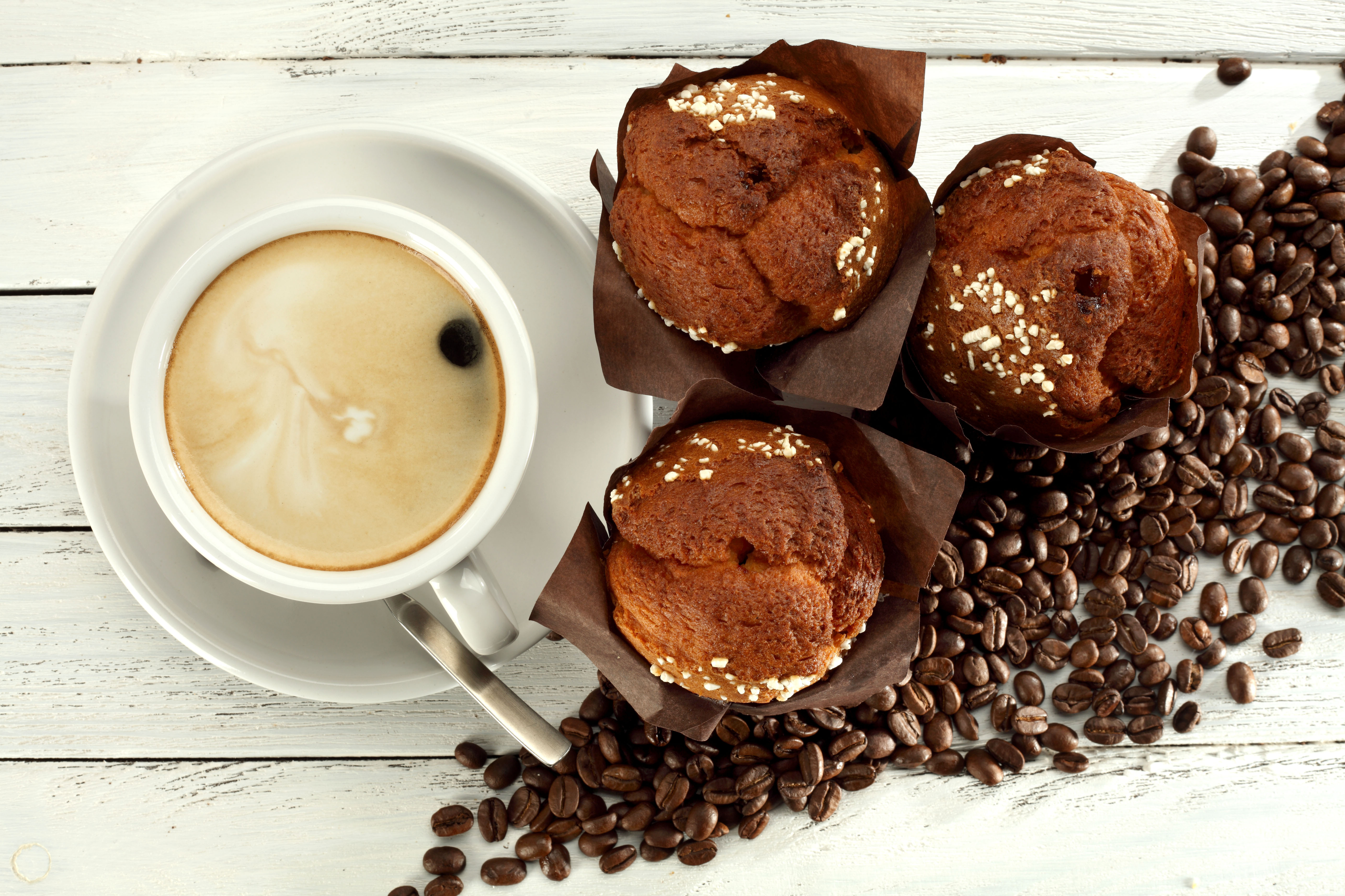 Coffee Coffee Beans Cup Muffin Still Life 5616x3744