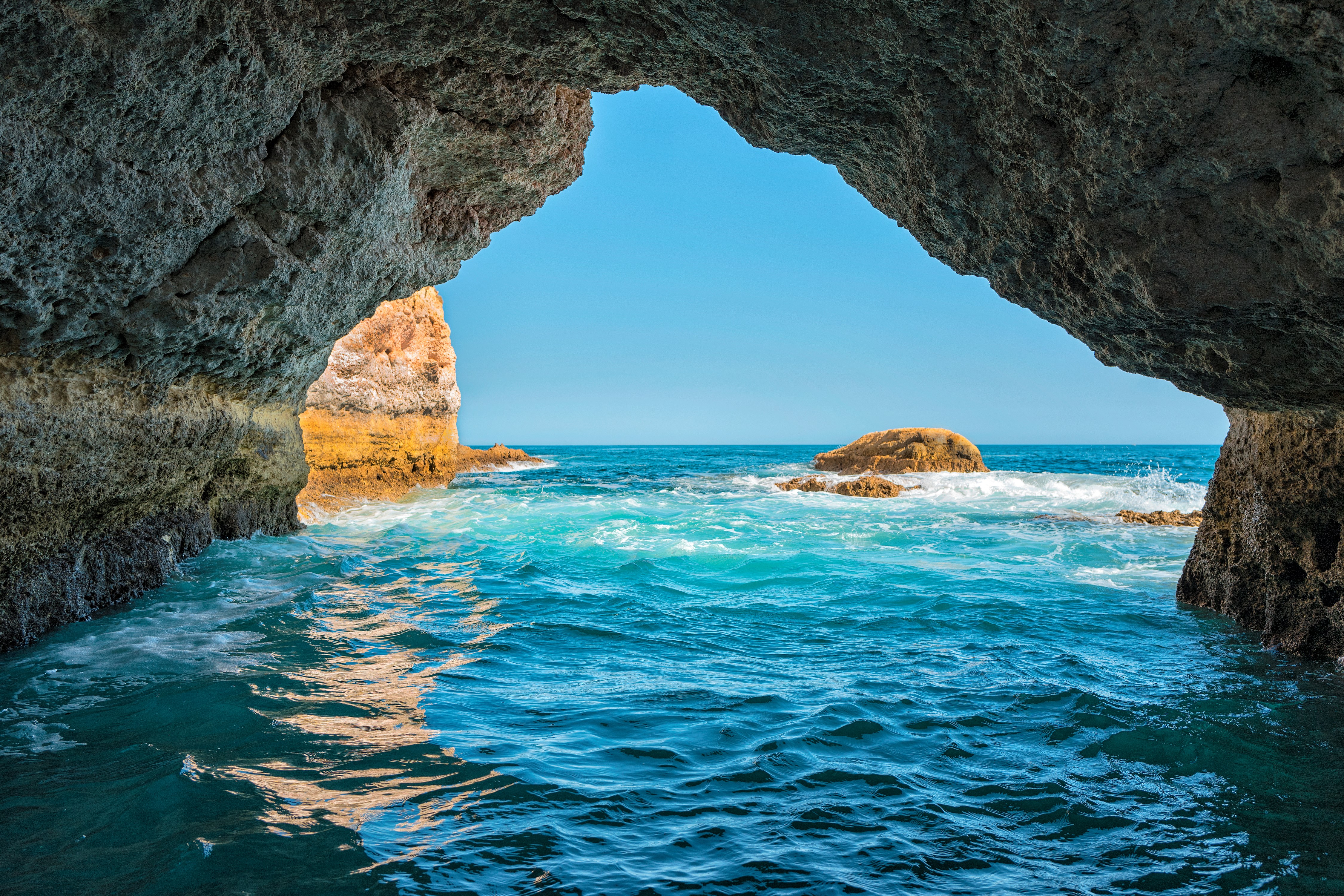 Cave Horizon Ocean Portugal Rock Sea 4500x3000