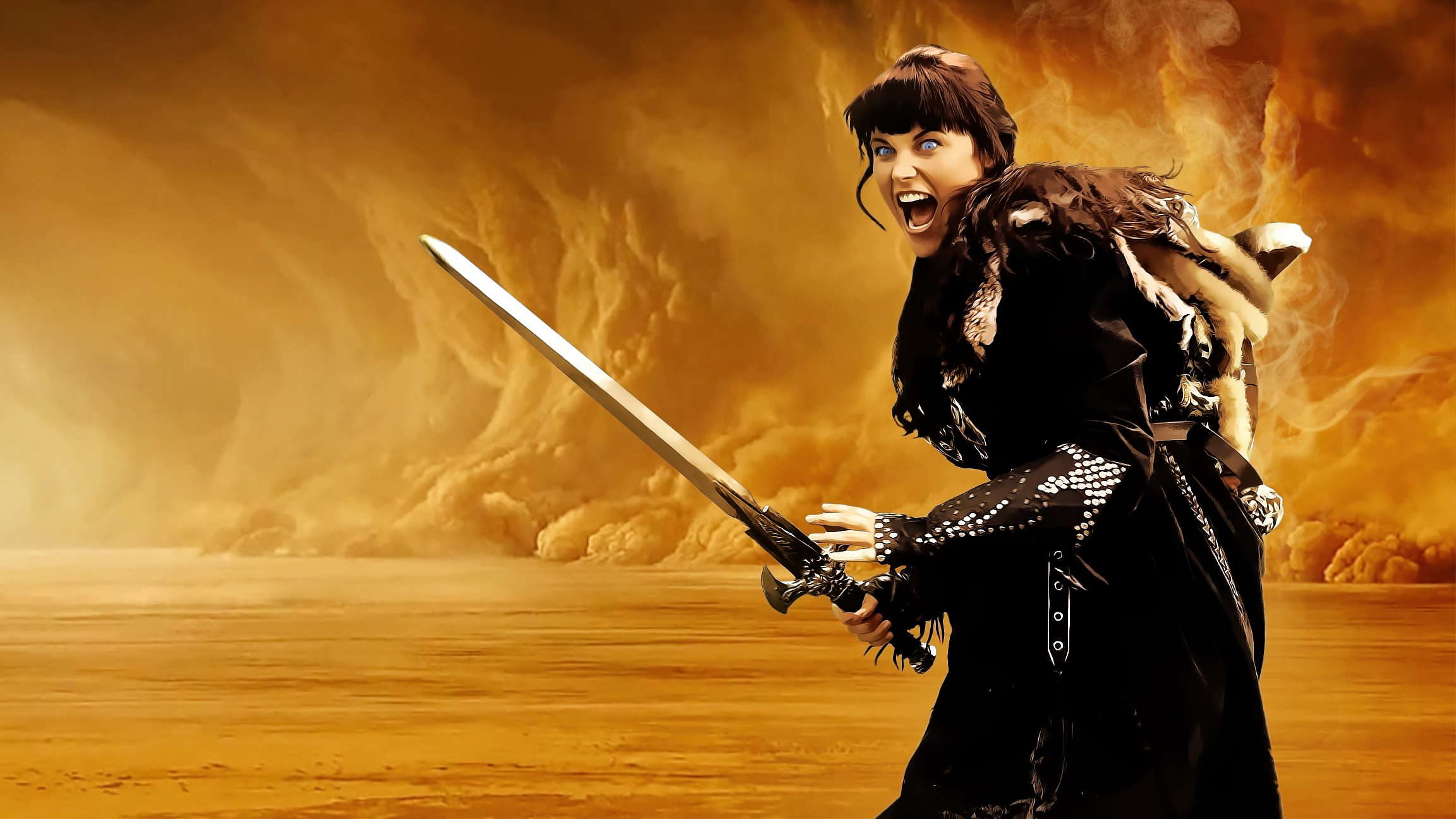 Desert Fantasy Lucy Lawless Woman Warrior Xena Xena Warrior Princess 2304x1296