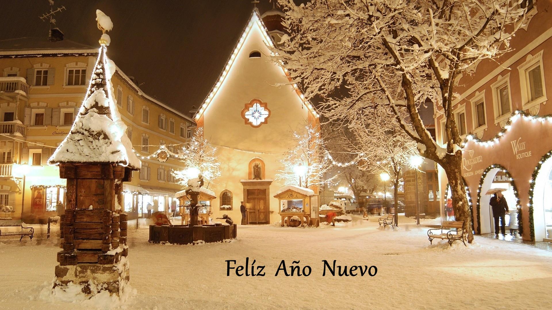 Christmas Italy Ligths New Year Snow Town Tree Winter 1920x1080