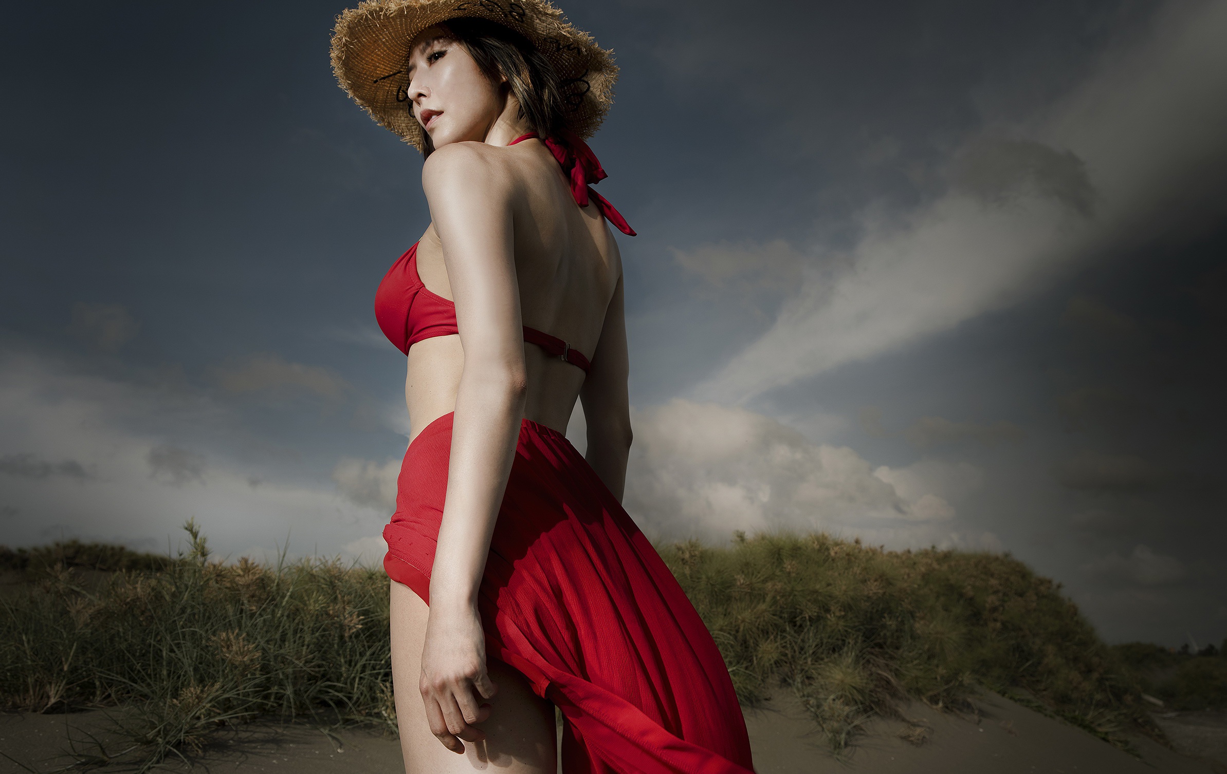 Asian Bikini Girl Hat Model Woman 2387x1507