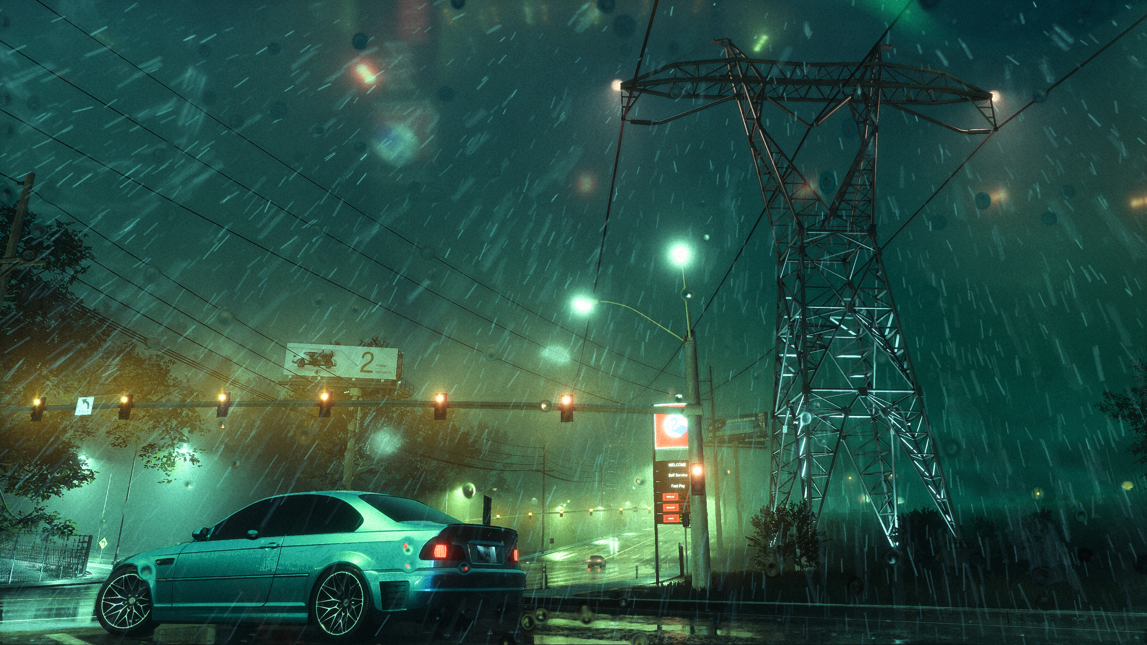NFS Heat BMW City Night Rain Video Games 3840x2160