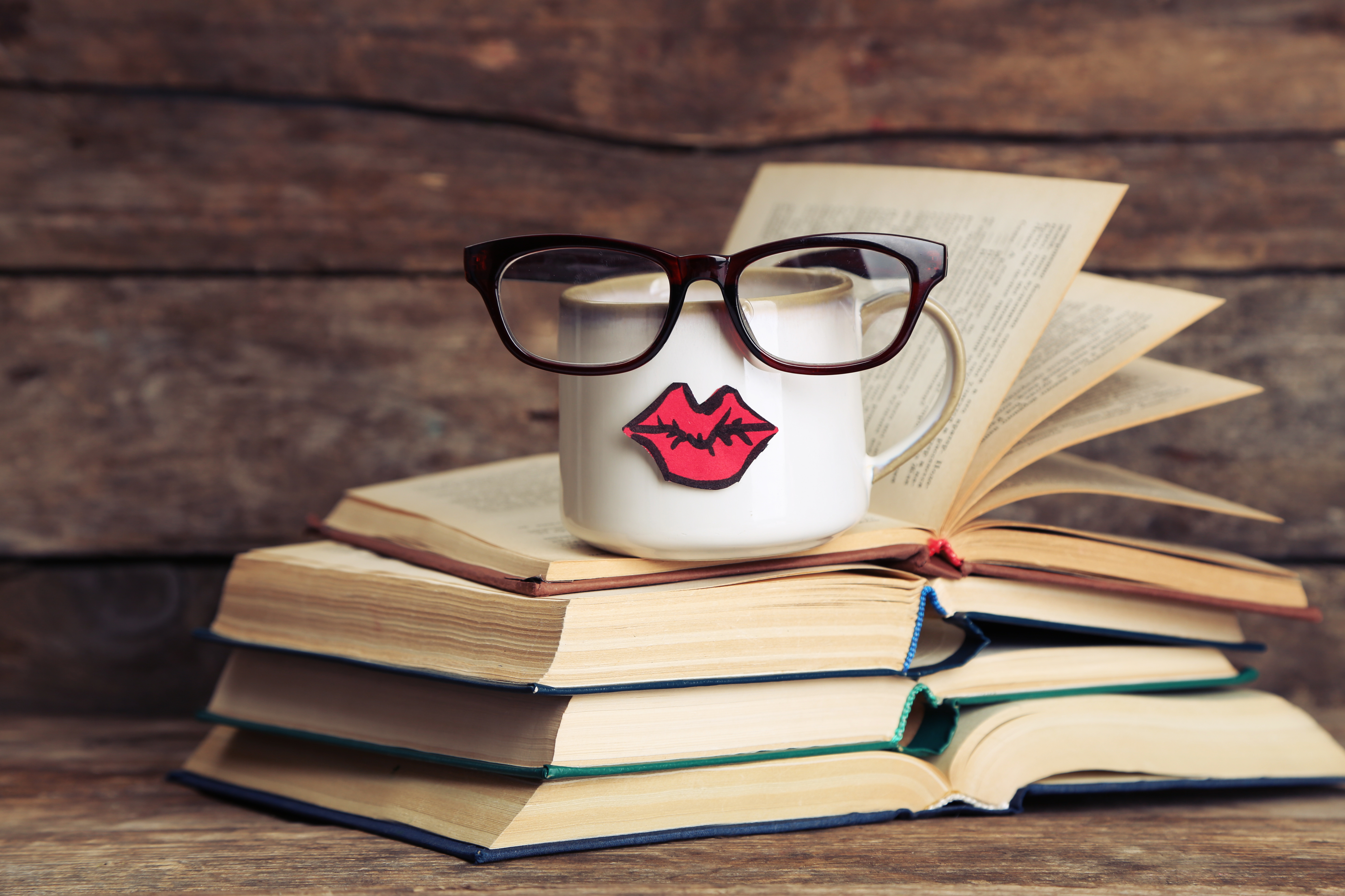 Book Cup Glasses Humor 5760x3840
