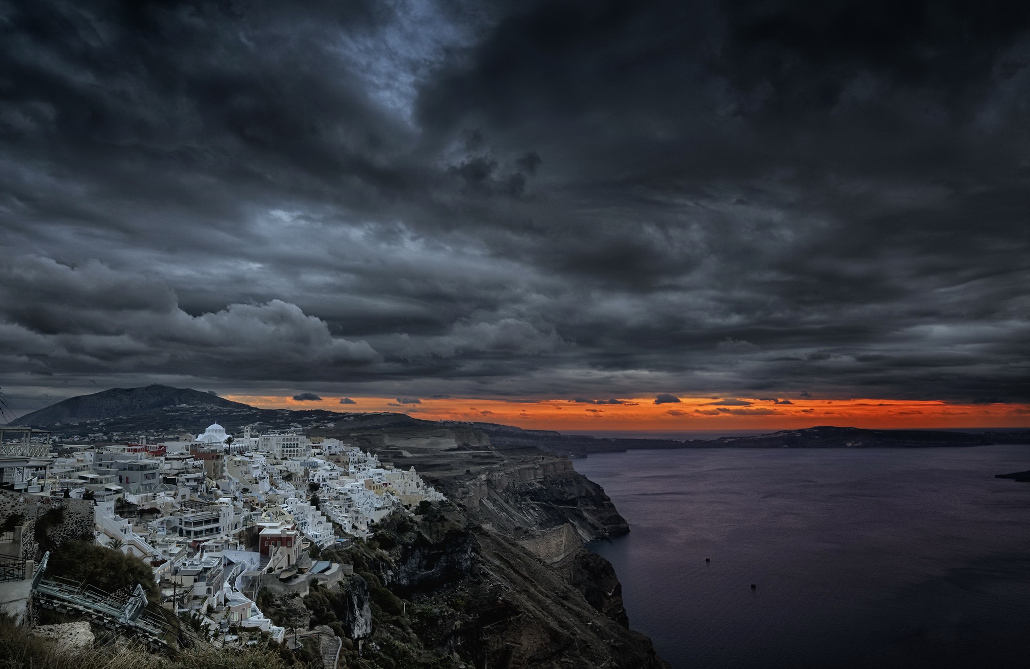 Coast Greece Santorini Sea Sunset 2023x1315