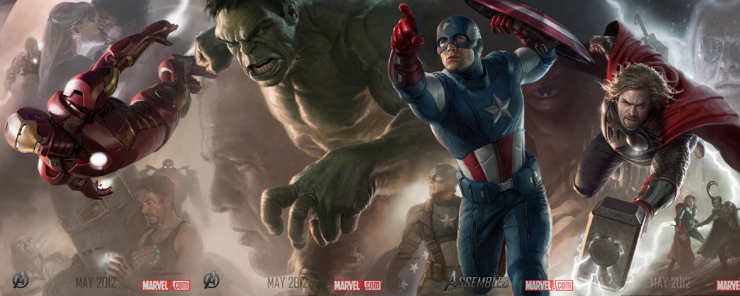 Avengers Black Widow Captain America Comic Hawkeye Hulk Iron Man Marvel Comics Nick Fury Poster Supe 2558x1024