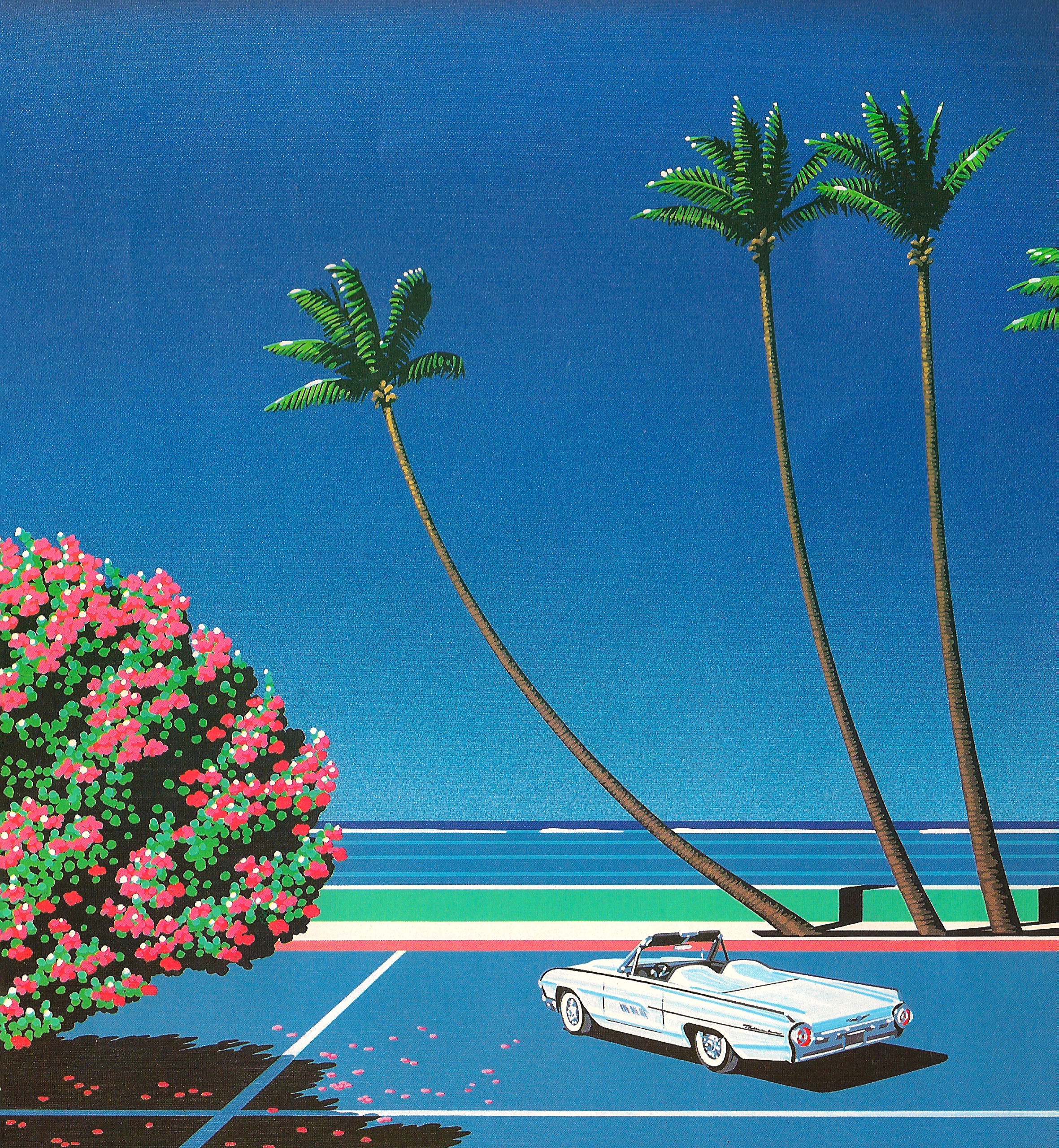 Hiroshi Nagai Retrowave Painting Water Palm Trees 2362x2560