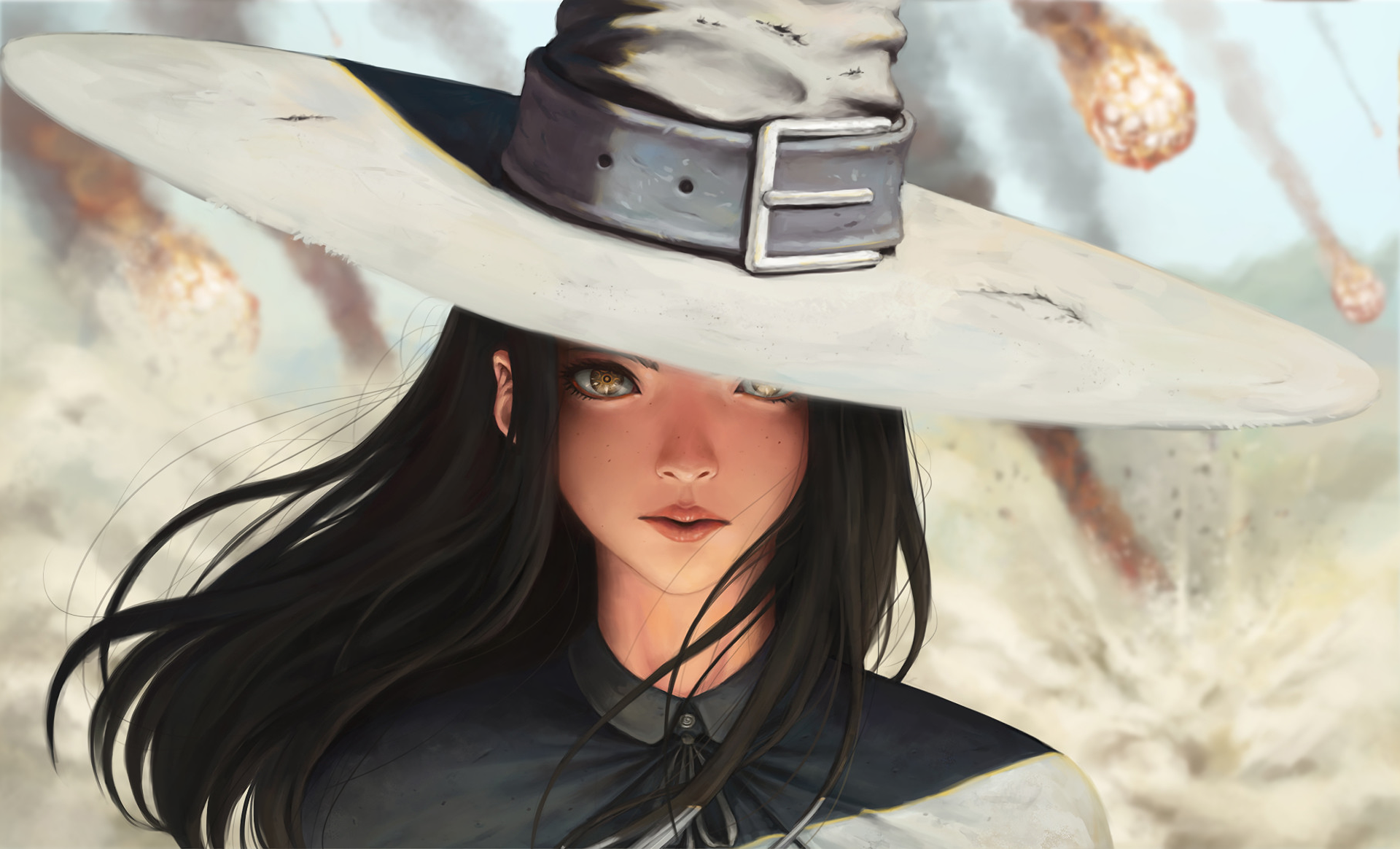 Brown Hair Face Fantasy Girl Witch Witch Hat 1920x1164