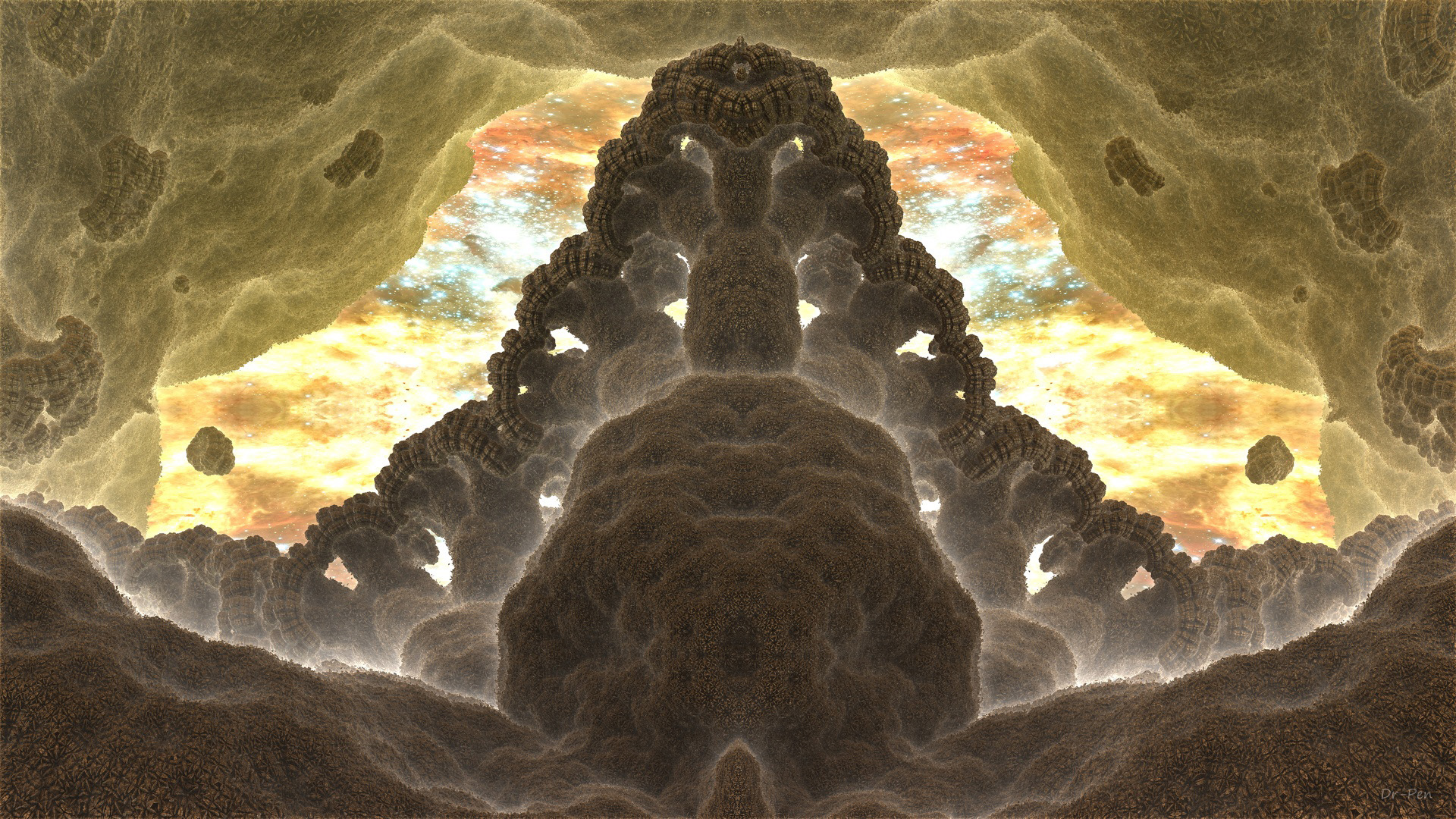 3d Abstract Artistic Brown Cgi Dark Digital Art Fractal Mandelbulb 3d Nebula Space 1920x1080