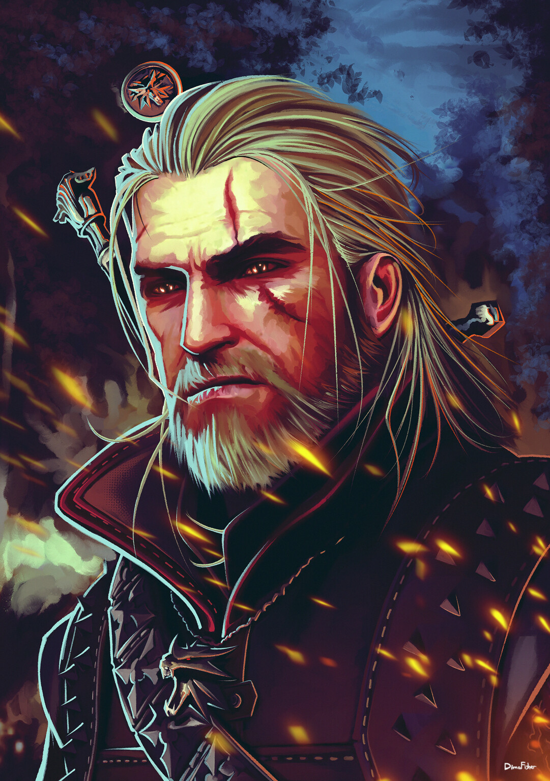 White Hair The Witcher The White Wolf The Witcher 3 Wild Hunt Geralt Of Rivia Digital Art Video Game 1081x1536
