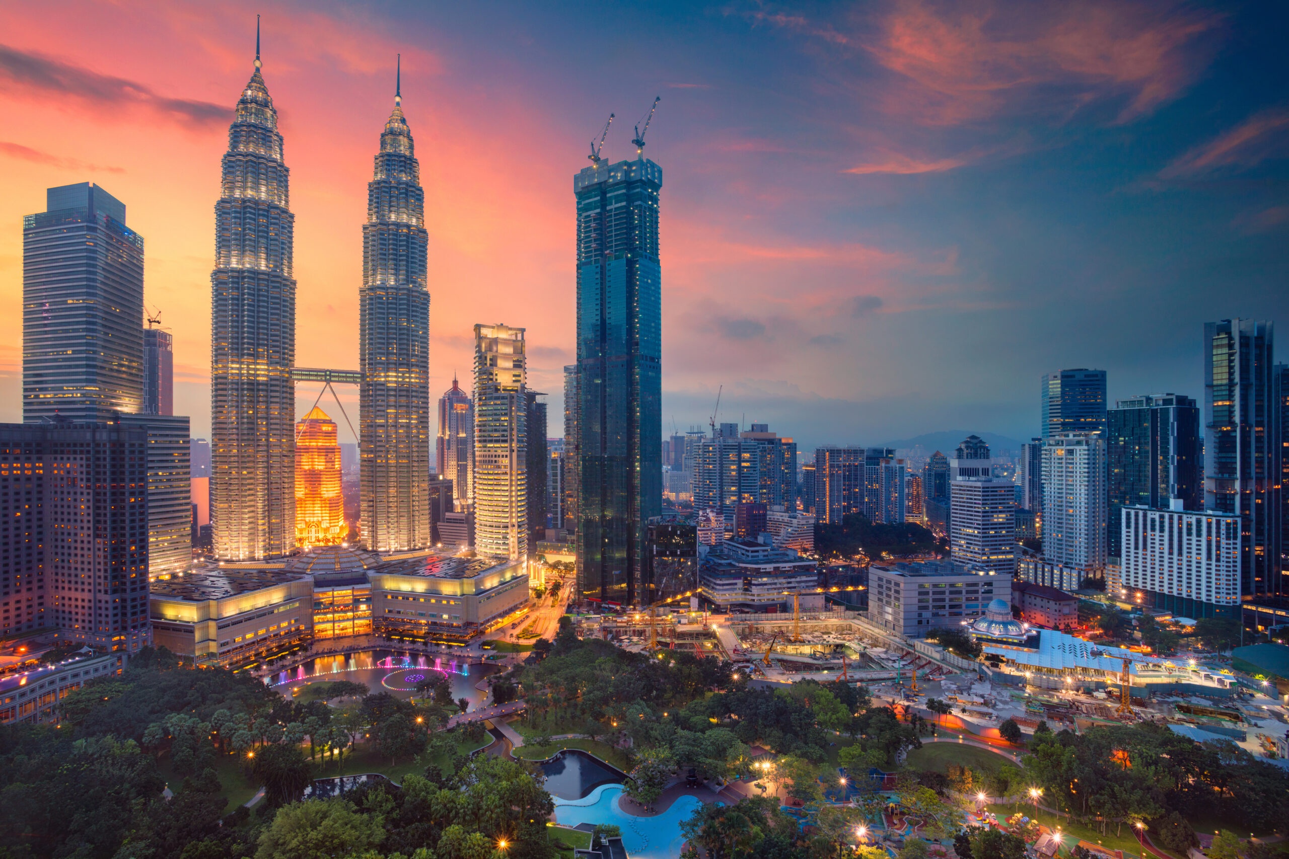 Building City Kuala Lumpur Malaysia Night Petronas Towers Skyscraper 2560x1707