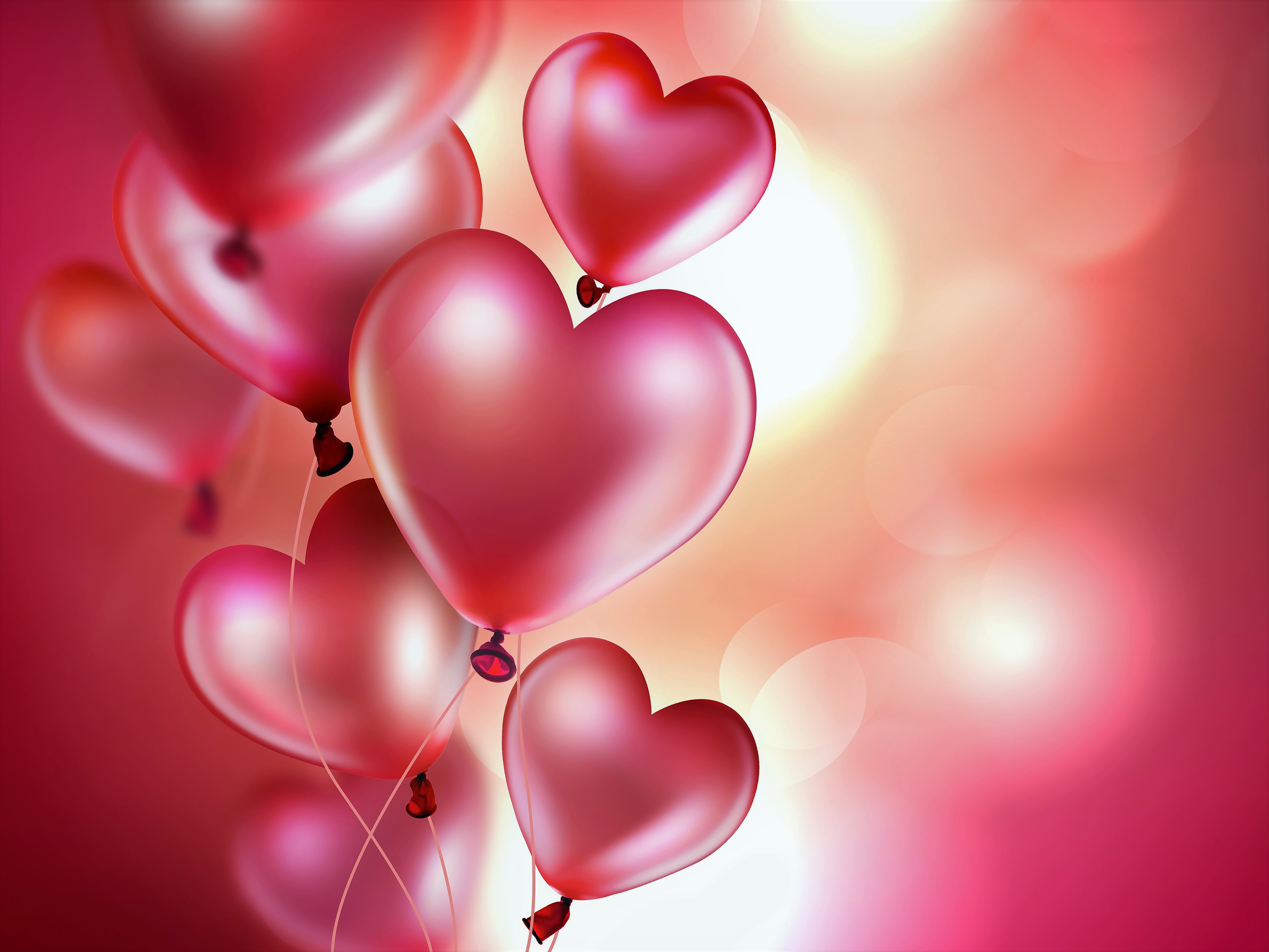 Balloon Heart Shaped Love Red 3840x2880