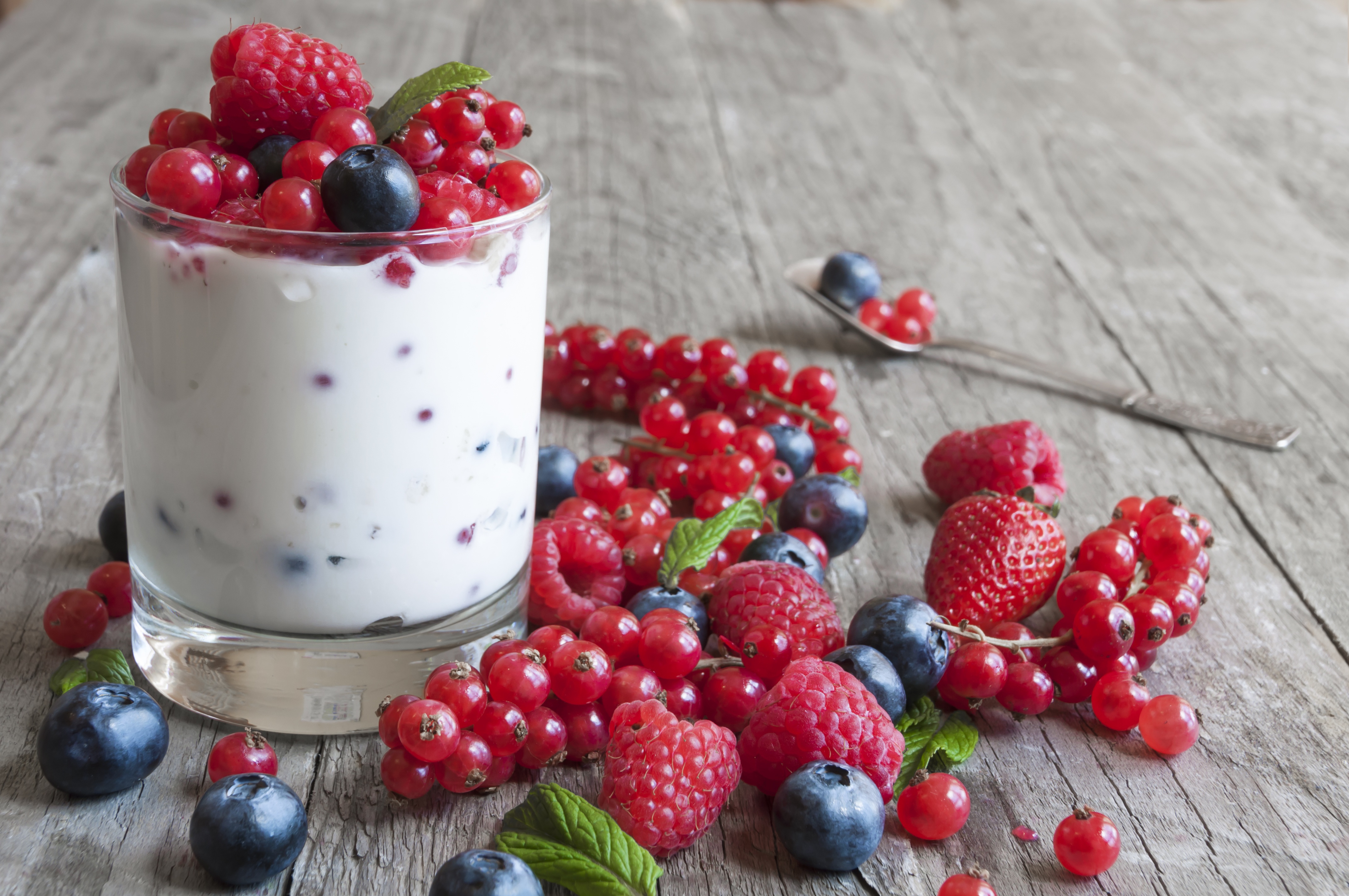 Berry Blueberry Currants Fruit Raspberry Still Life Yogurt 4288x2848