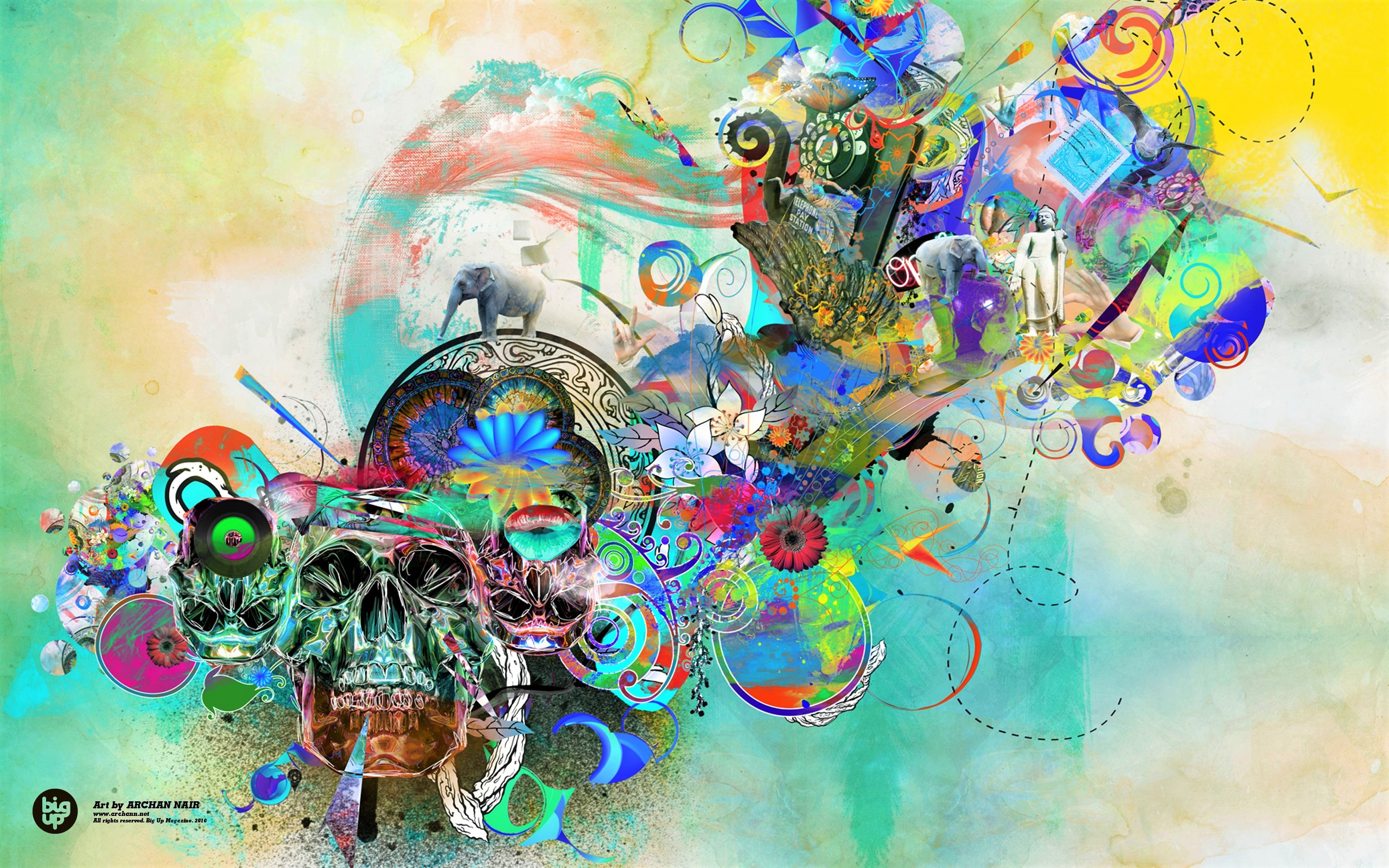 Abstract Artistic Colorful Colors Skull 2560x1600