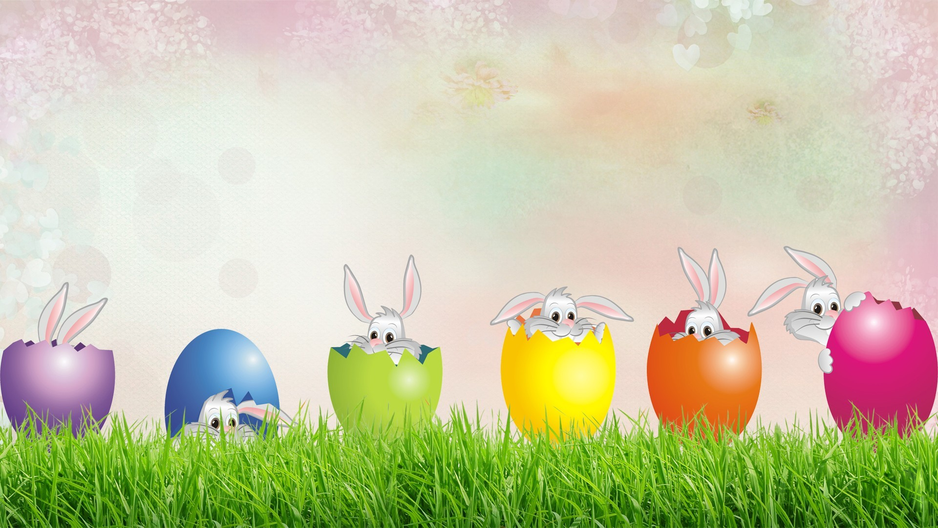 Bunny Easter Easter Egg Grass Holiday 1920x1080