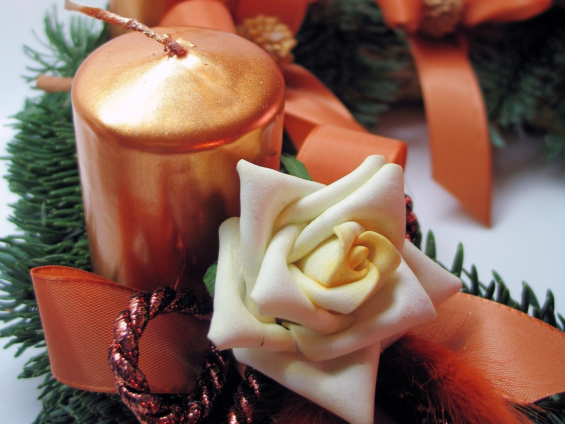 Candle Christmas Decoration Flower Rose 1920x1440