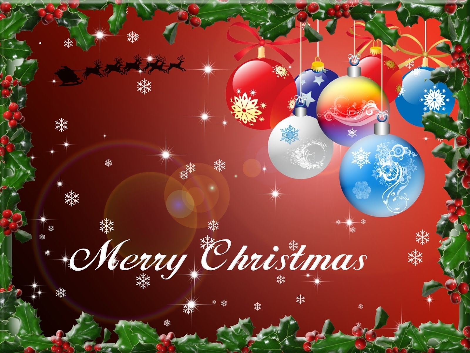 Christmas Colors Decoration Merry Christmas Reindeer Sled Snow 1600x1200