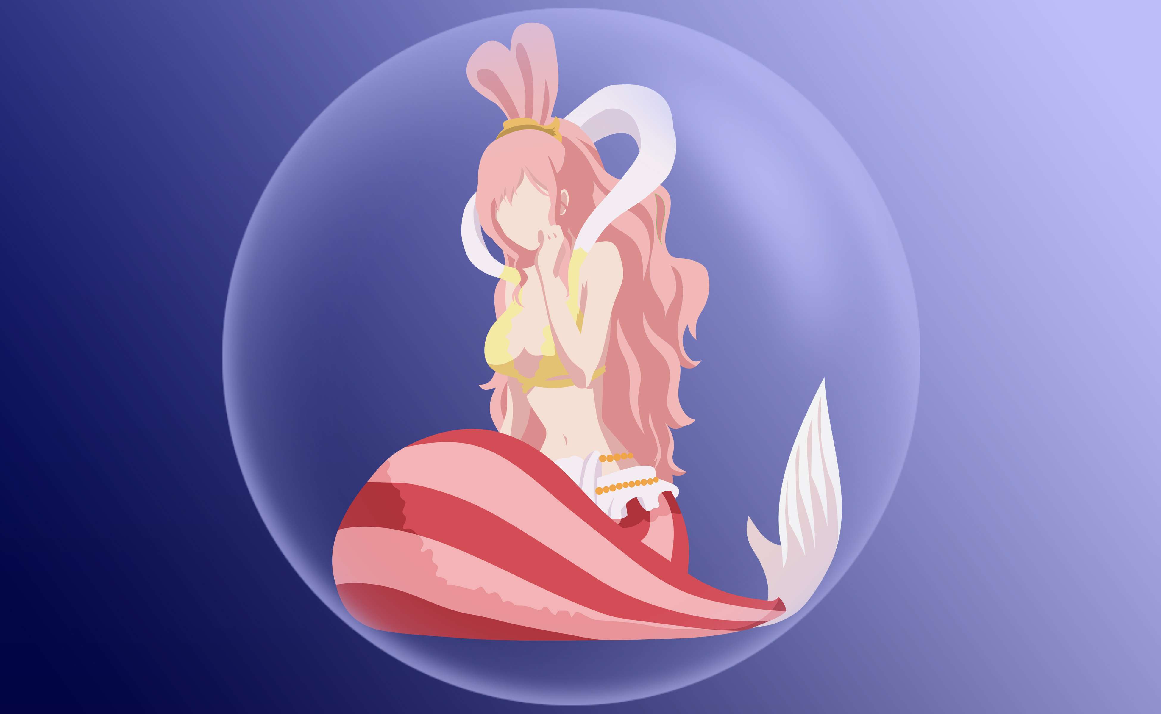 Anime Bikini Girl Long Hair Mermaid Minimalist One Piece Pink Hair Shirahoshi One Piece 3900x2400