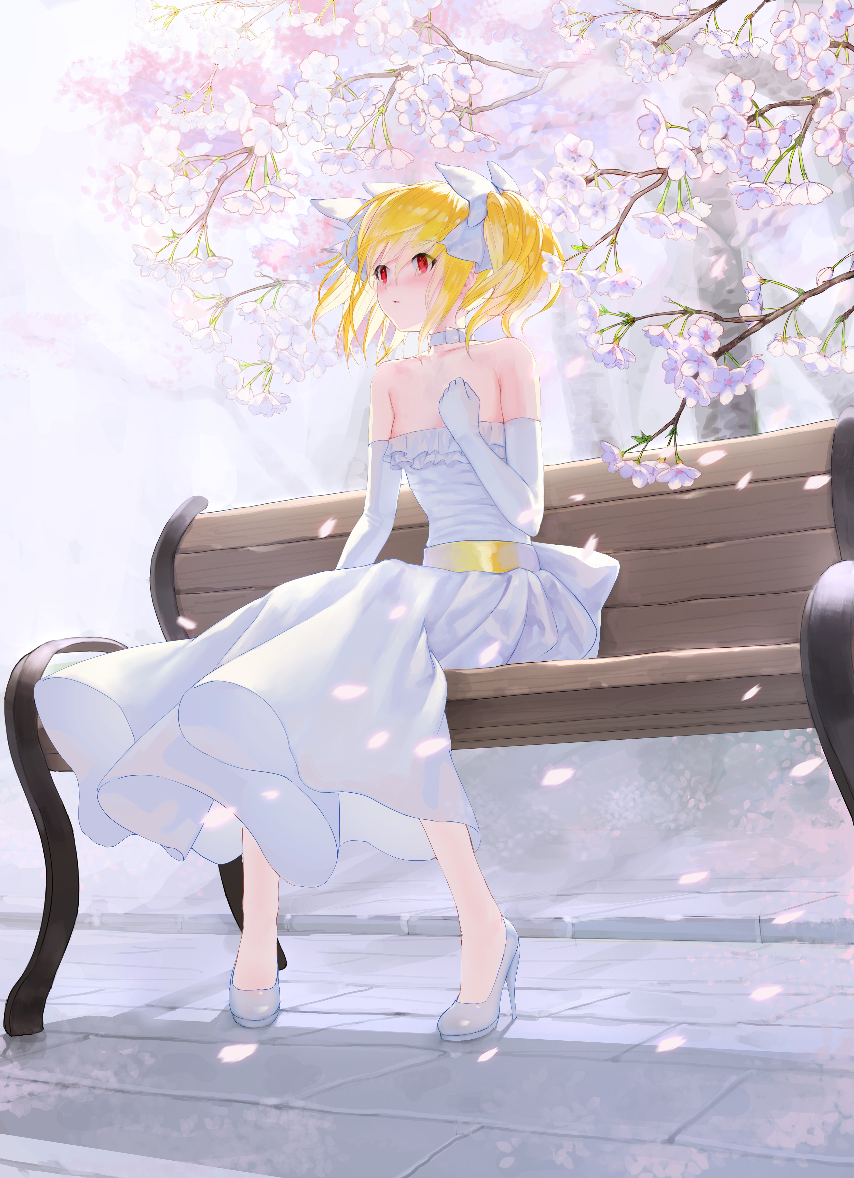 Dungeon And Fighter Dress White Dress Cherry Blossom Anime 3354x4622